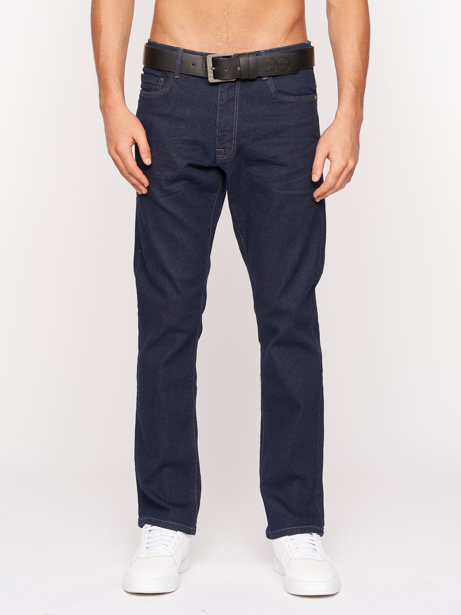 Crosshatch Mens Cadman Straight Jeans Raw Wash