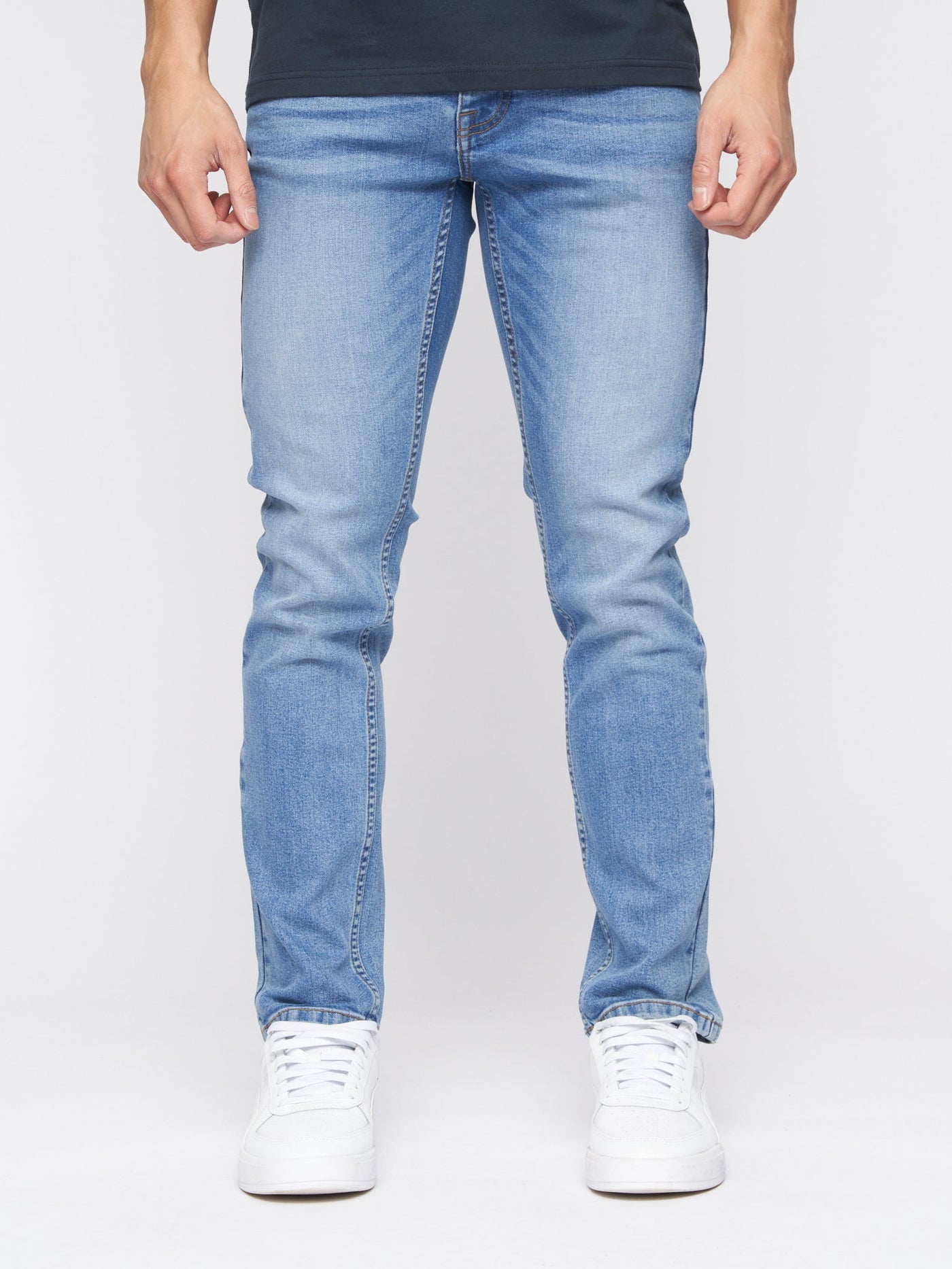 Crosshatch Mens Malcolm Slim Fit Jeans Light Wash