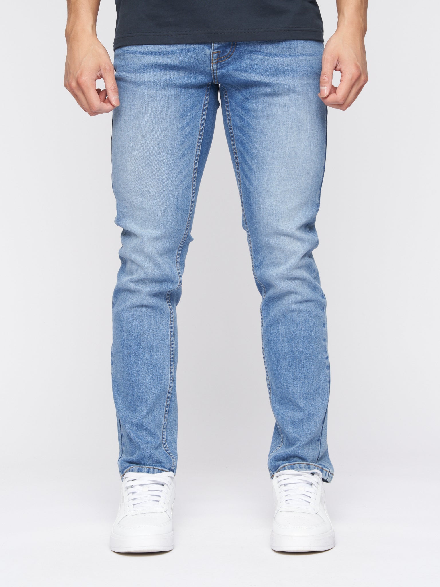 Crosshatch Mens Malcolm Slim Fit Jeans Light Wash