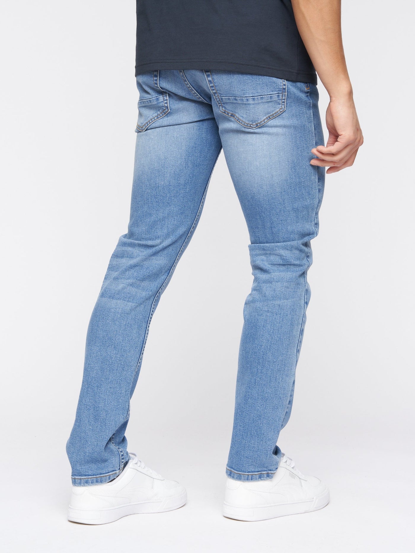 Crosshatch Mens Malcolm Slim Fit Jeans Light Wash