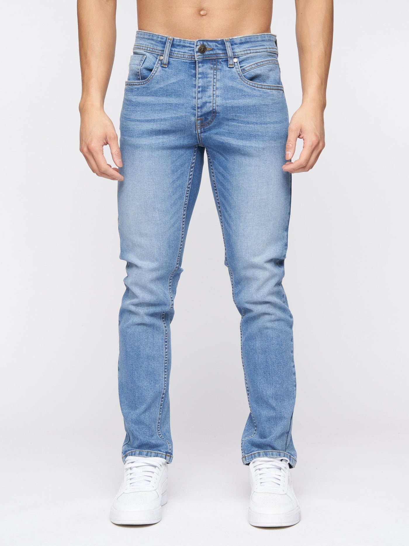 Crosshatch Mens Malcolm Slim Fit Jeans Light Wash
