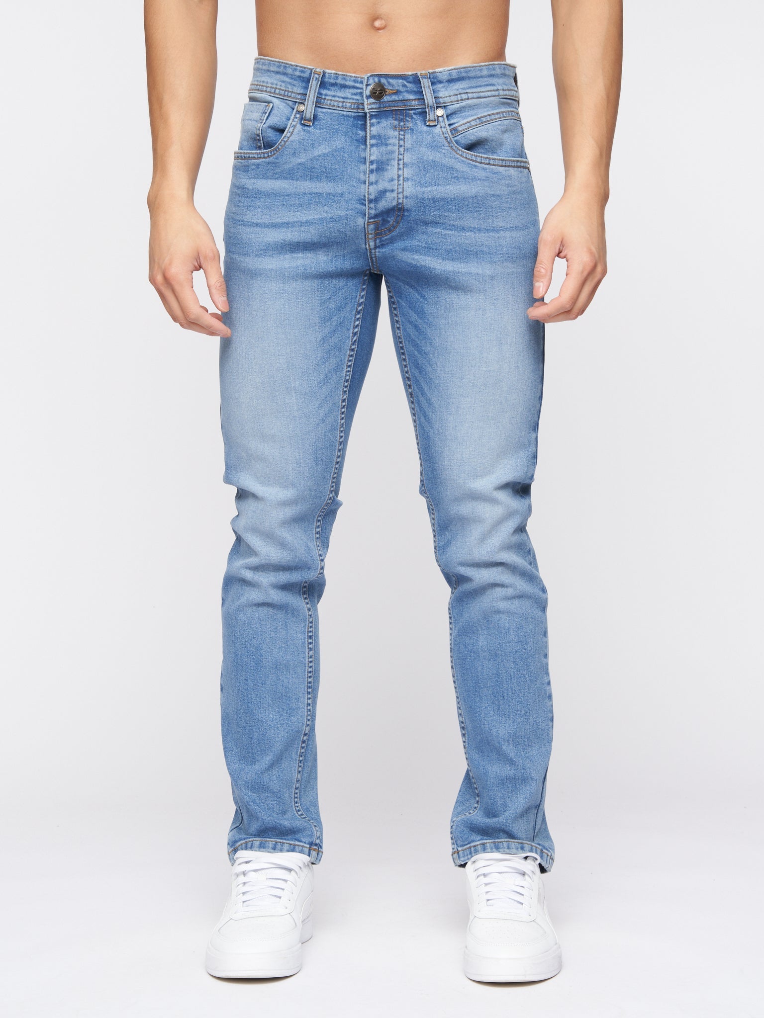 Crosshatch Mens Malcolm Slim Fit Jeans Light Wash
