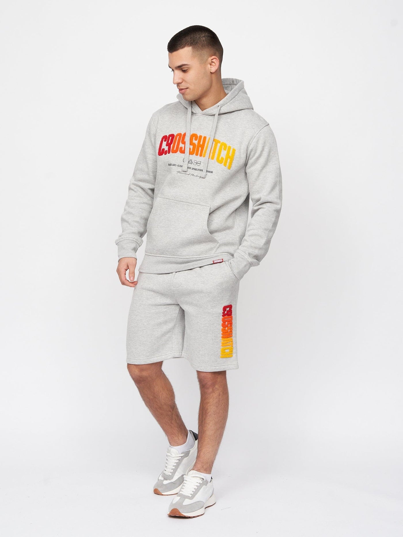 Flocked Hoodie Grey Marl