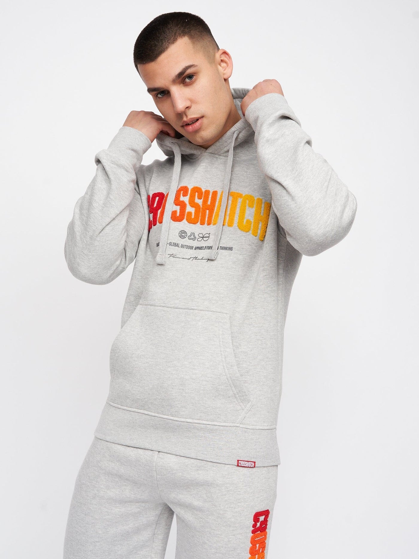 Flocked Hoodie Grey Marl