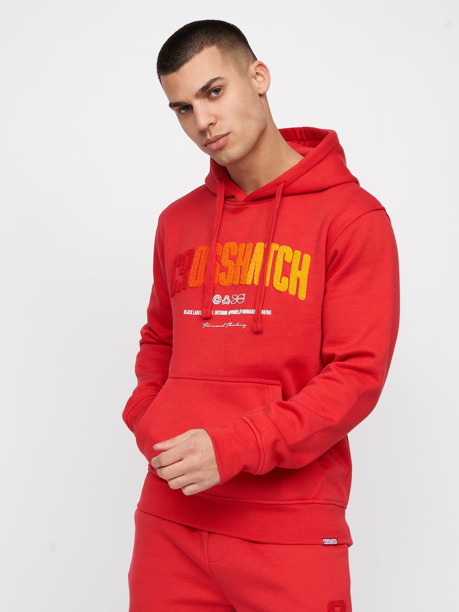 Flocked Hoodie Red