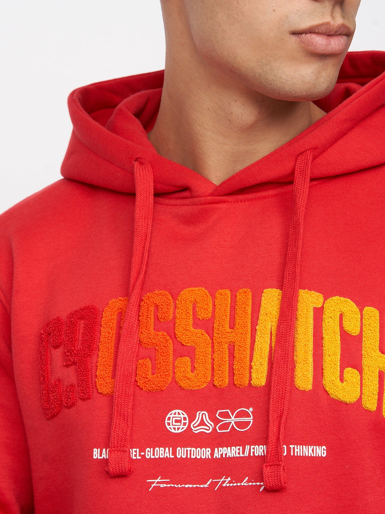 Flocked Hoodie Red