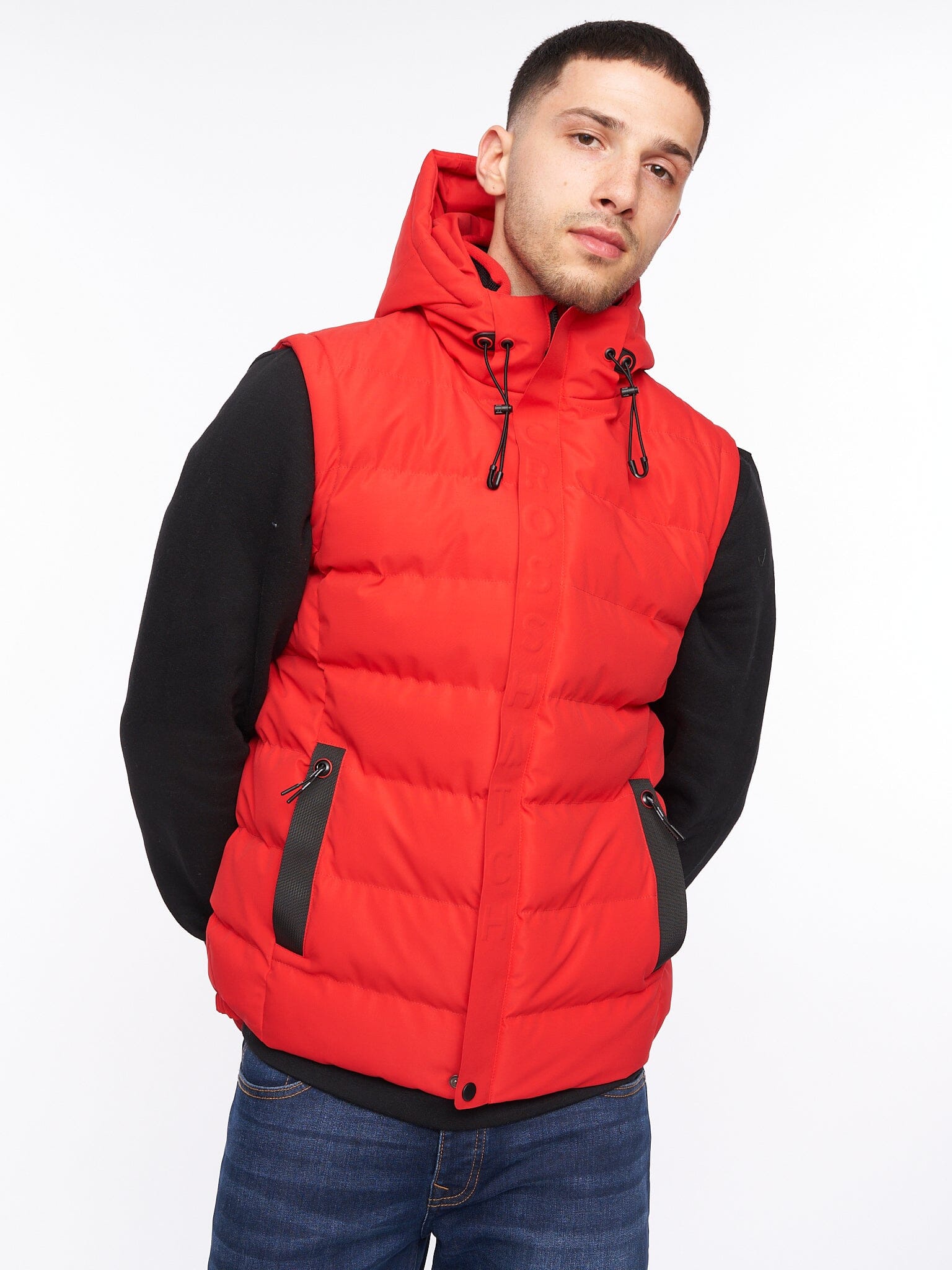 Mens Kampleys Embossed Gilet Red
