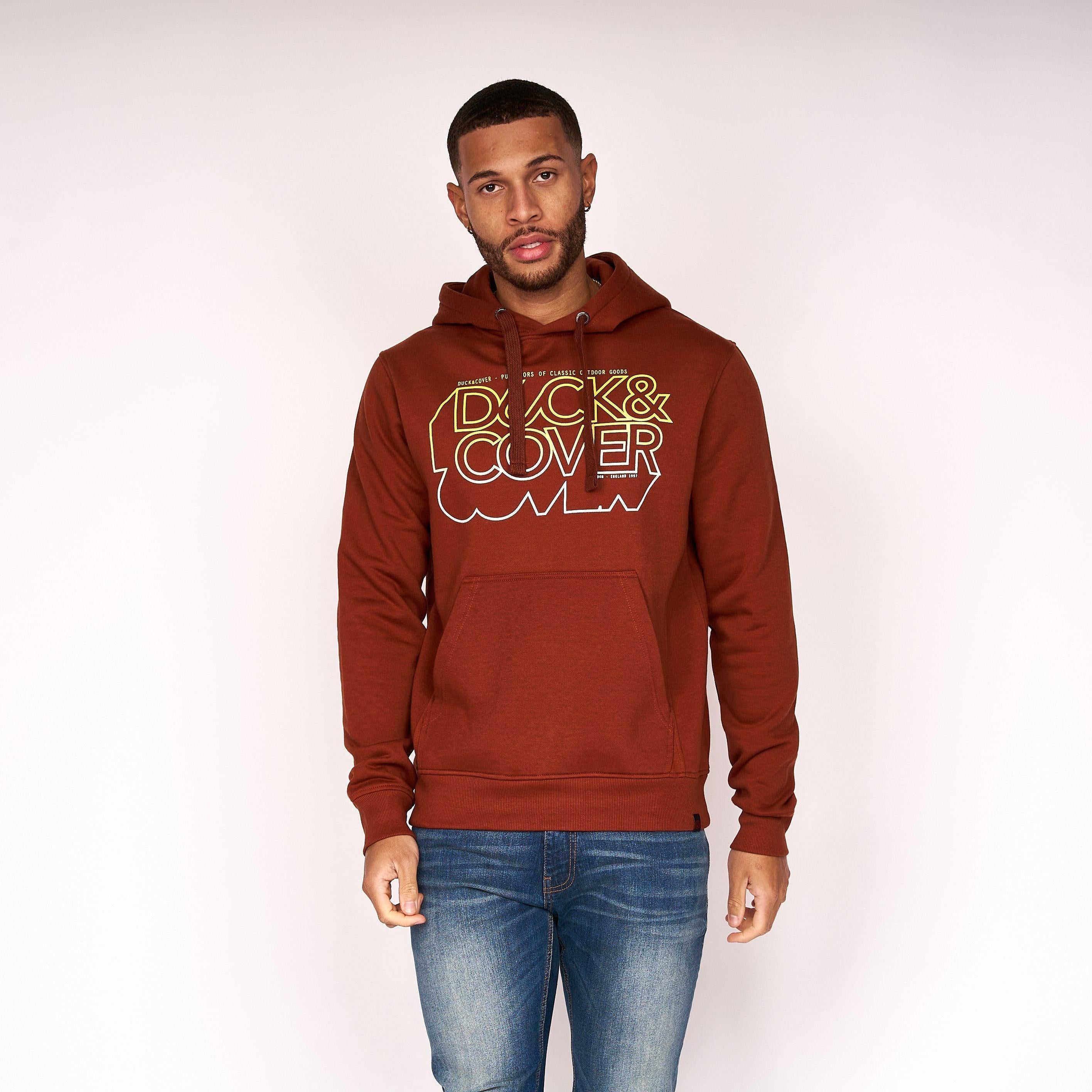 Duck and Cover Mens Fillberts Hoodie Brick Red