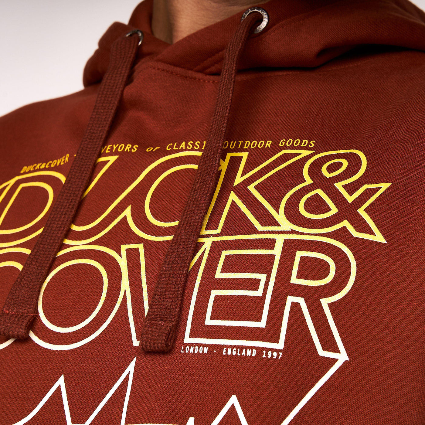 Duck and Cover Mens Fillberts Hoodie Brick Red