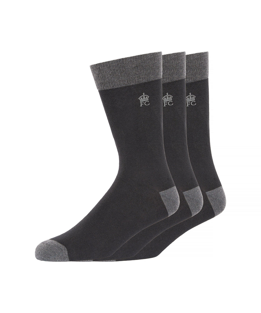 French Connection Heel & Toe Socks 3pk Black/Charcoal