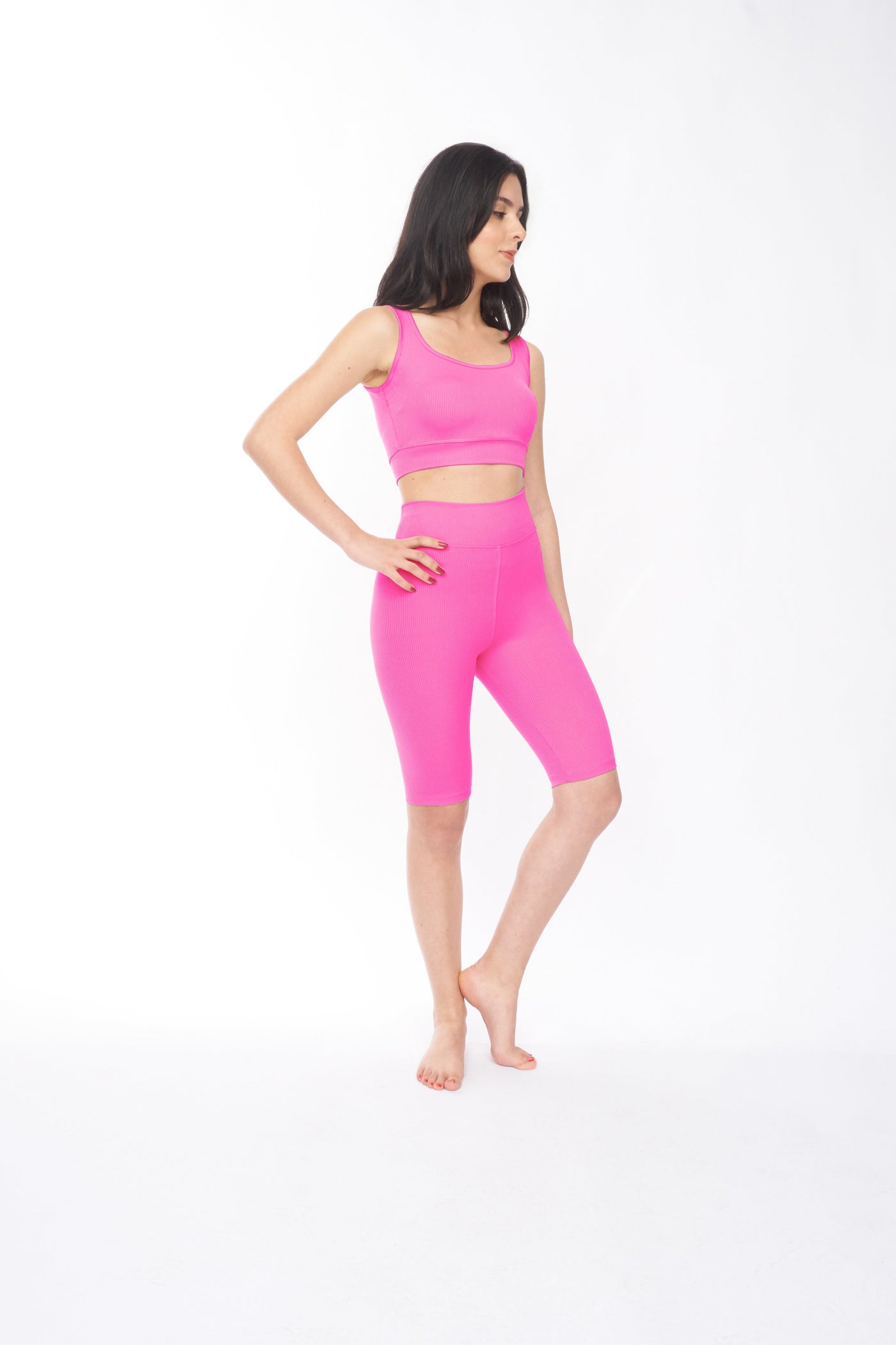 Womens Mira Ribbed Shorts Fuchsia