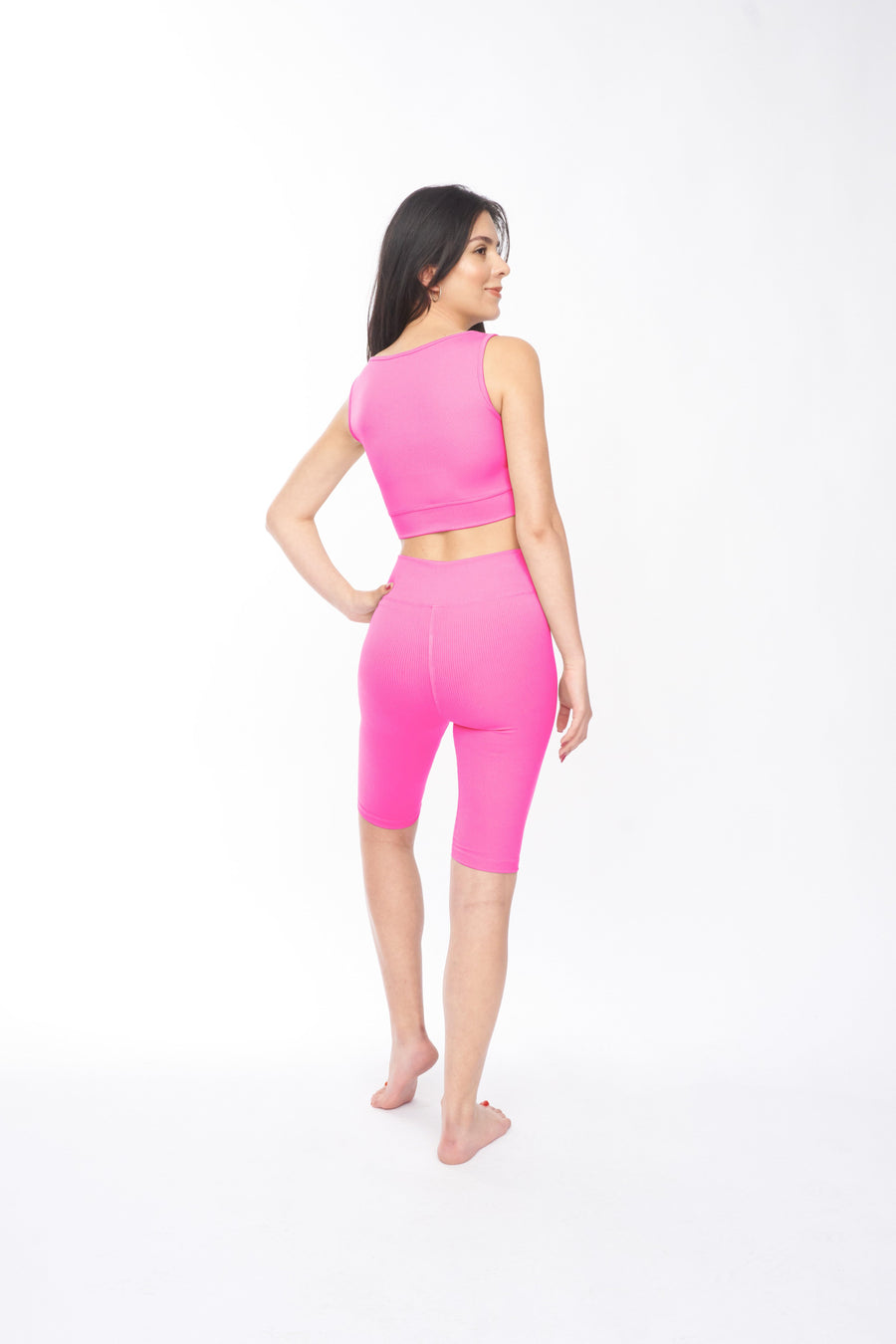 Womens Mira Ribbed Shorts Fuchsia