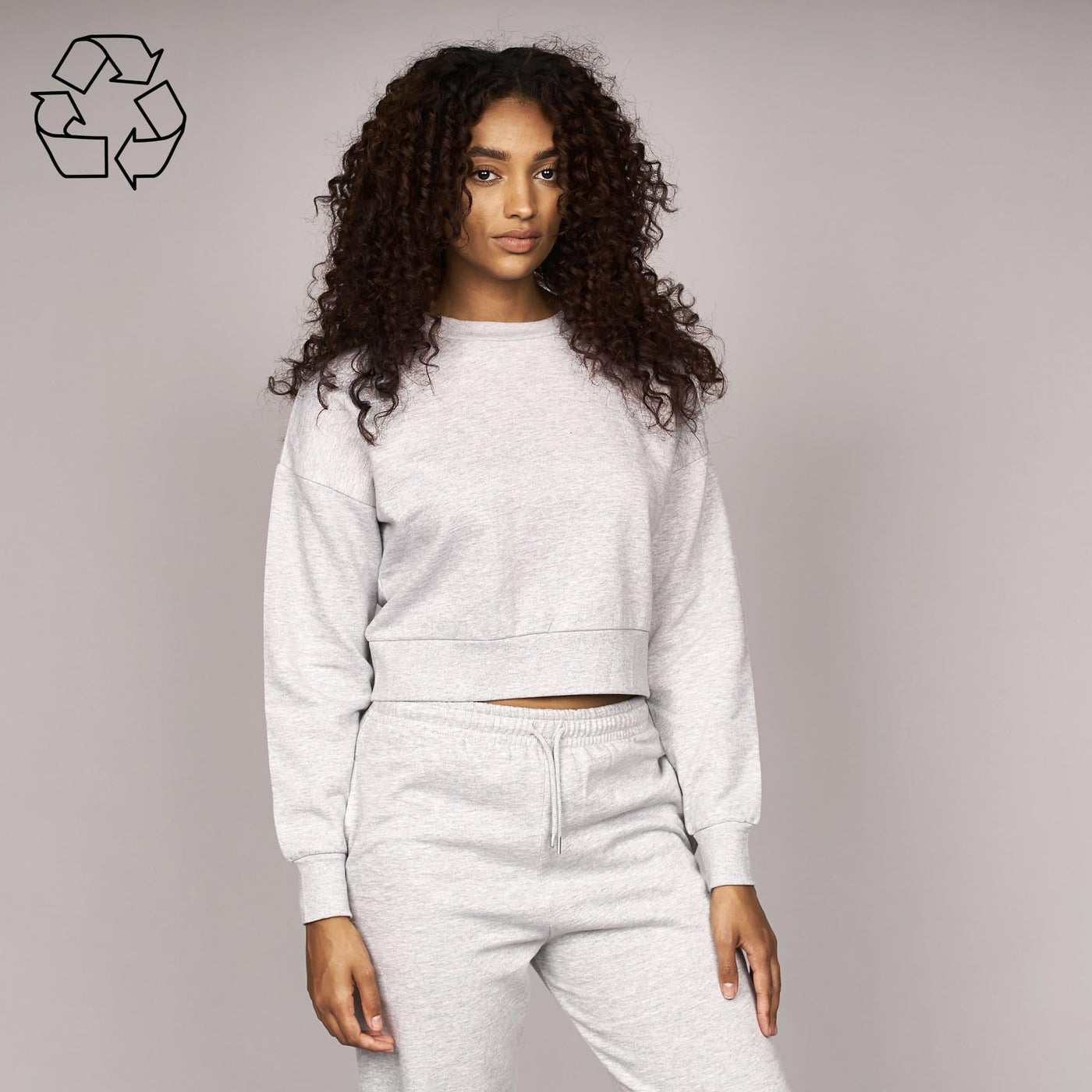 Juice Ladies Catalina Crop Crew Sweat Grey Marl