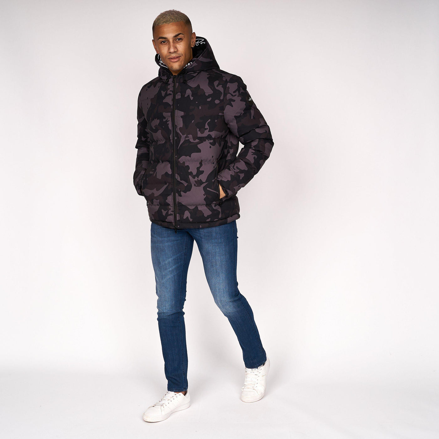 Born Rich Mens Emerton Camo Jacket Black Camo
