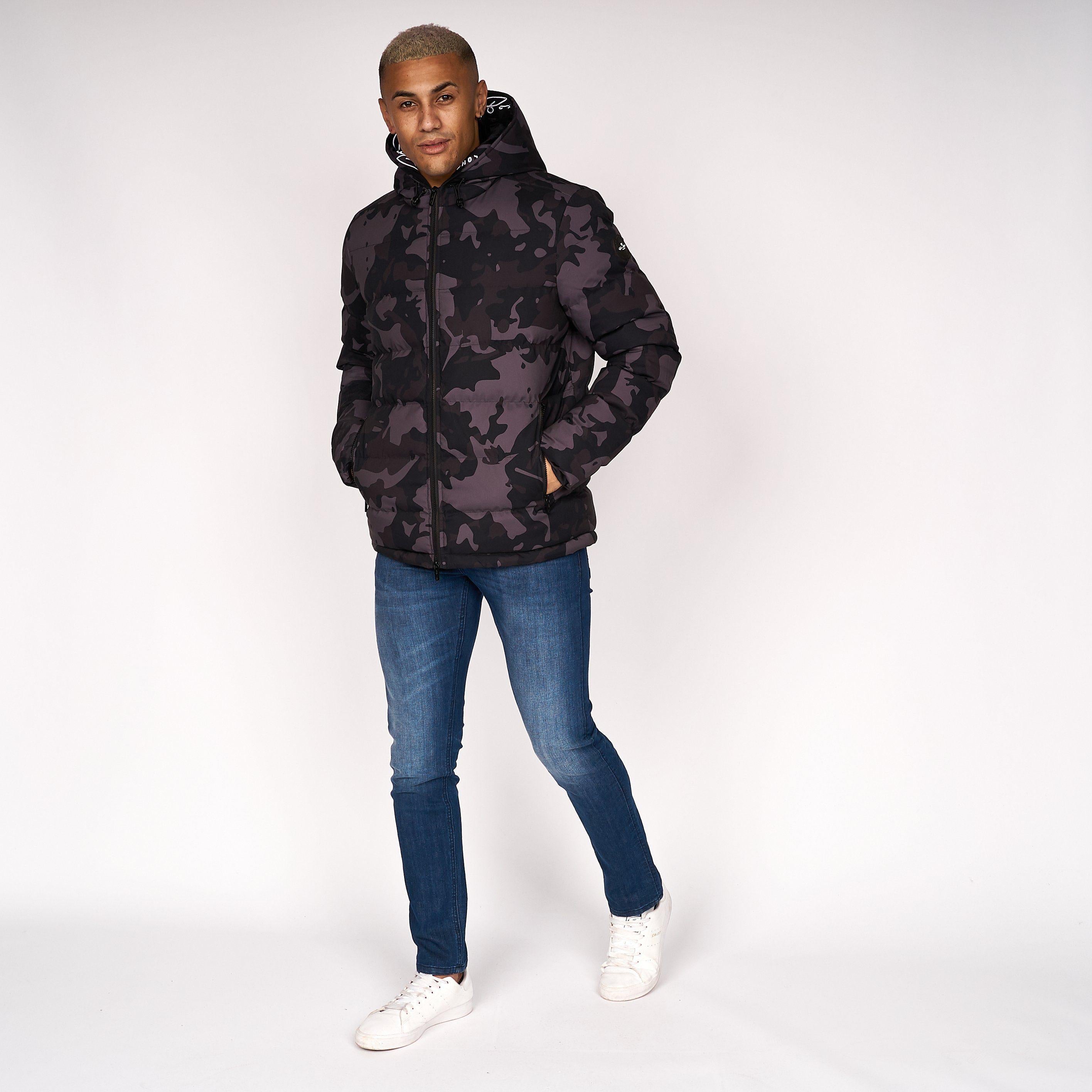 Born Rich Mens Emerton Camo Jacket Black Camo