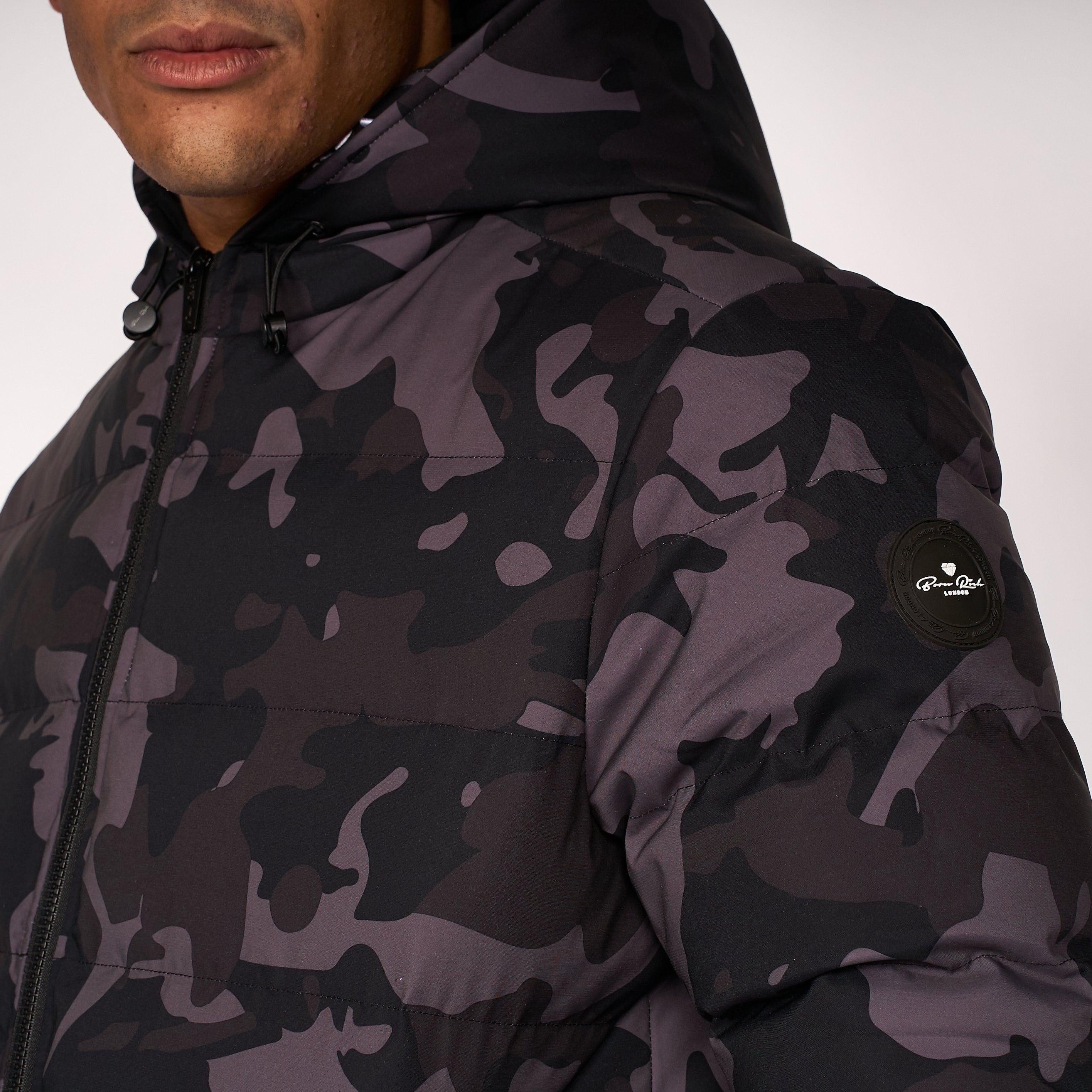 Born Rich Mens Emerton Camo Jacket Black Camo
