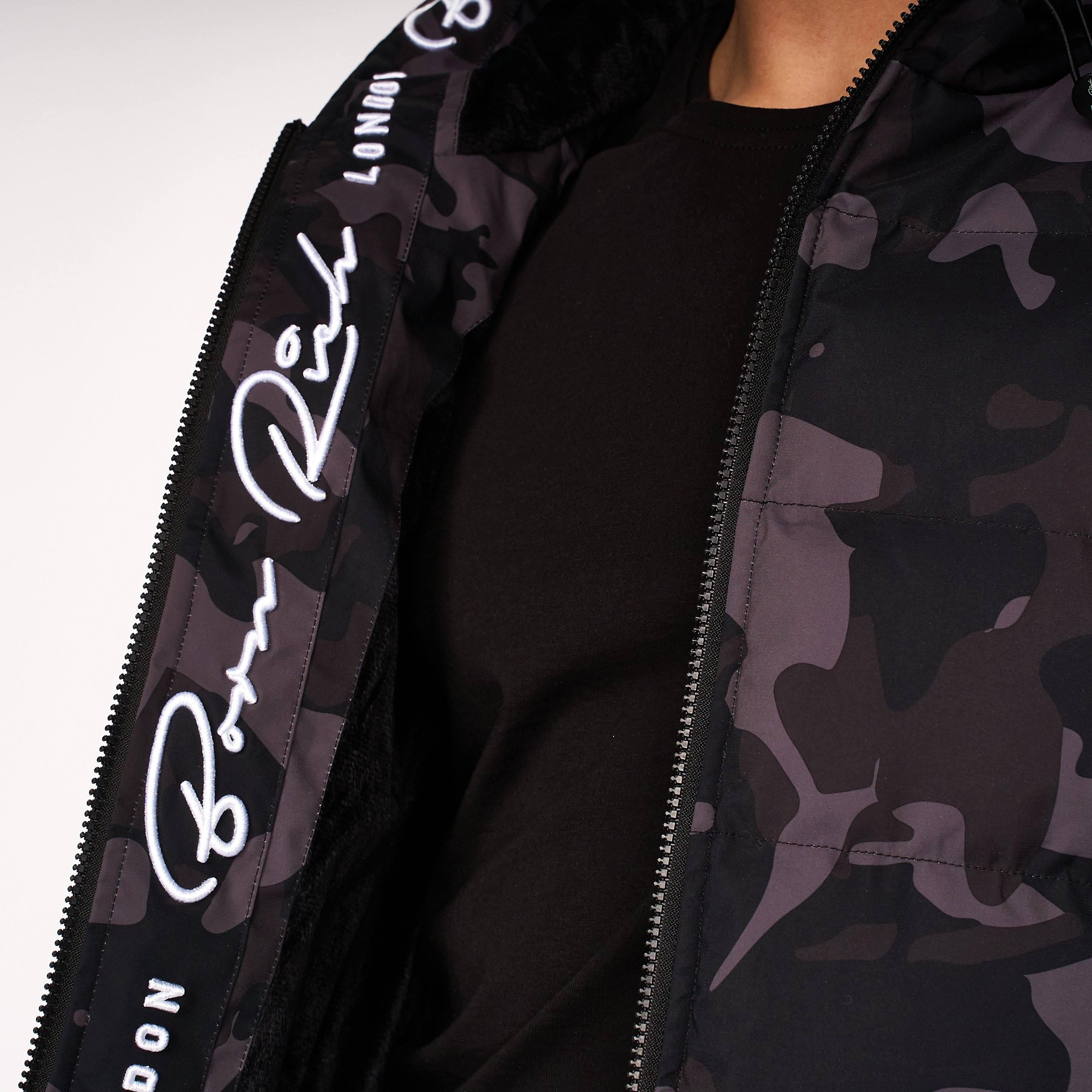 Born Rich Mens Emerton Camo Jacket Black Camo