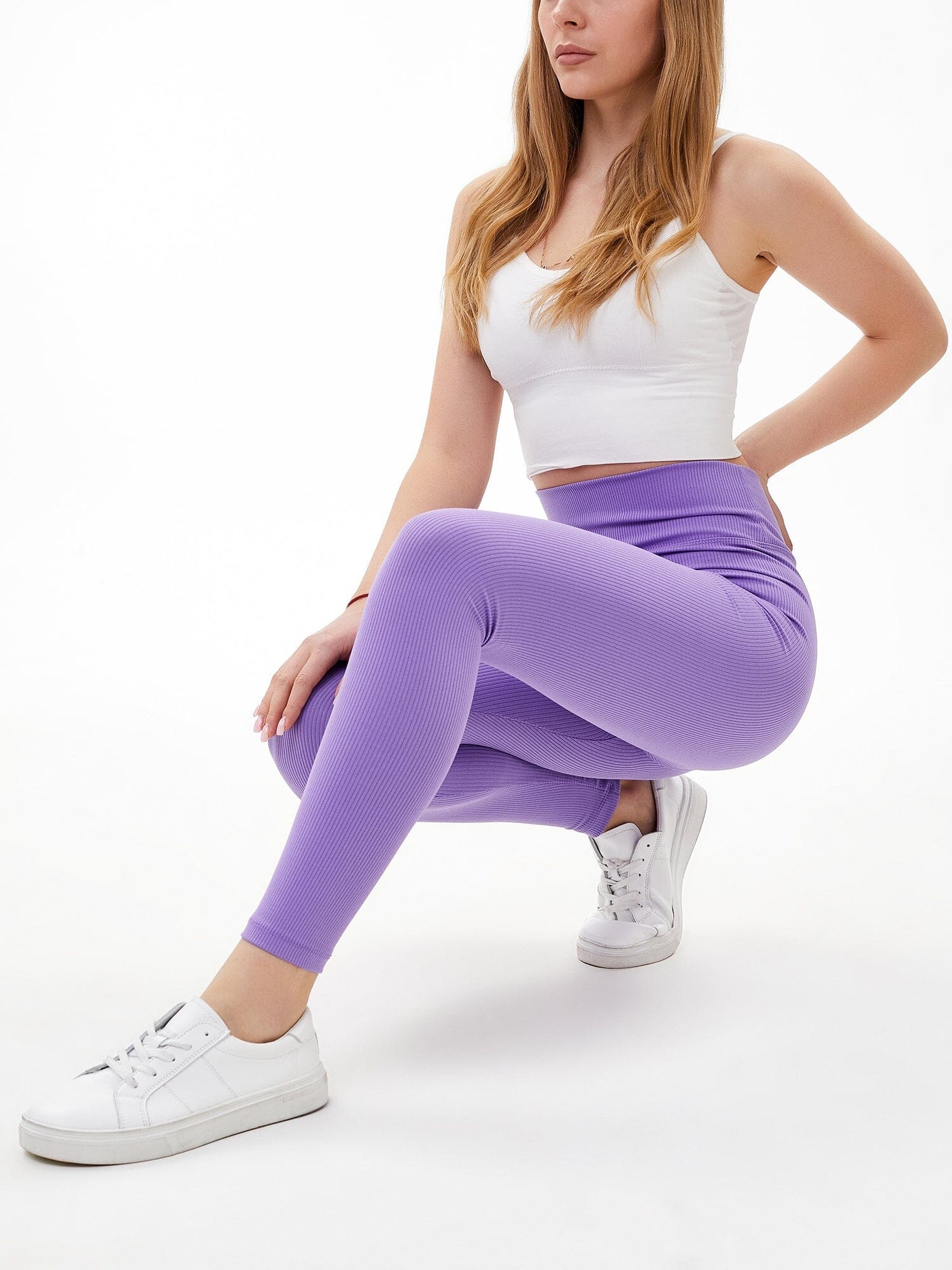 Womens Zelal Ribbed Leggings Lilac