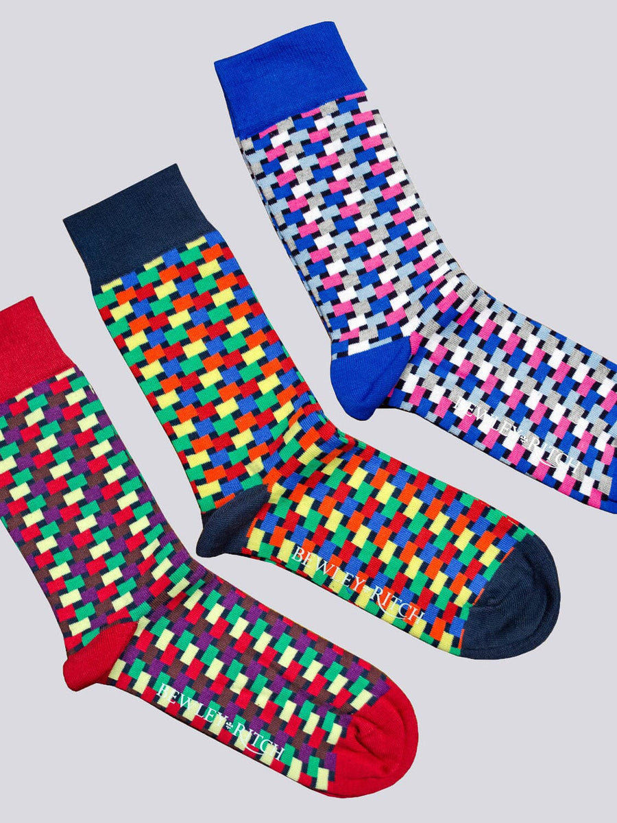 Vasili Socks 3pk Blue/Orange/Red