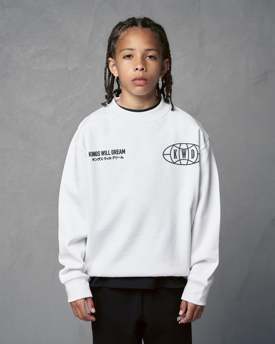 Kids Boys Studio Duo Line Crew Sweat Optic White