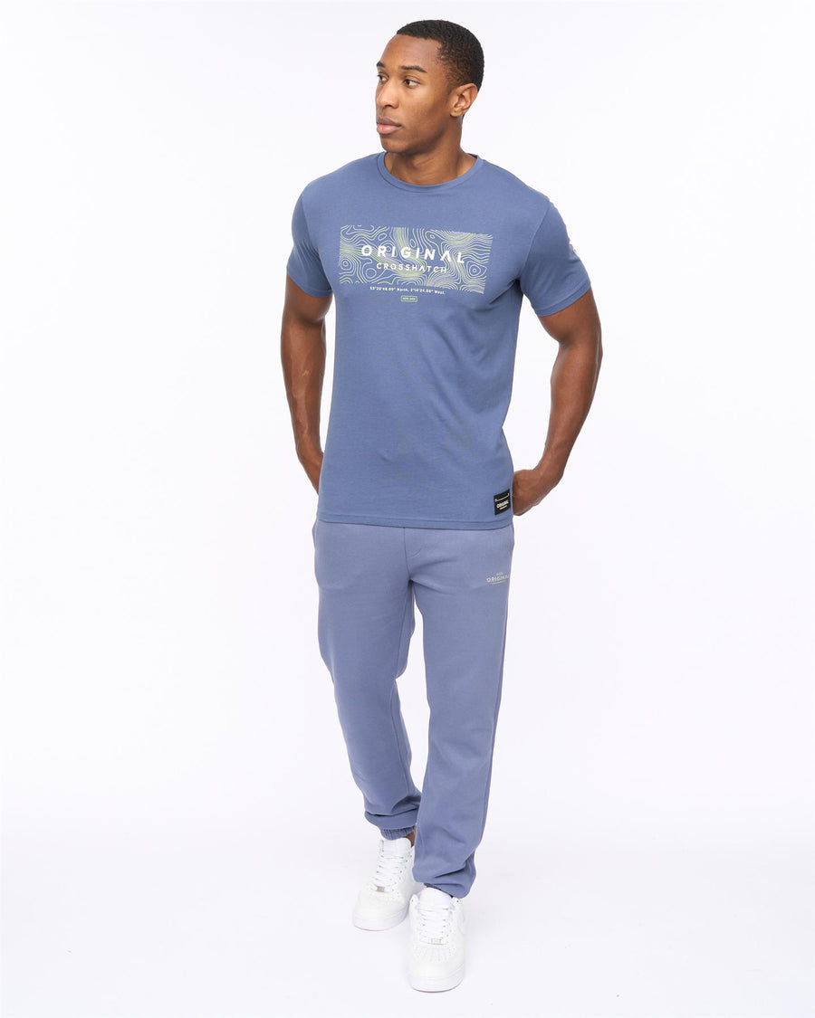 Mens Mappedout T-Shirt & Joggers Set Denim Blue