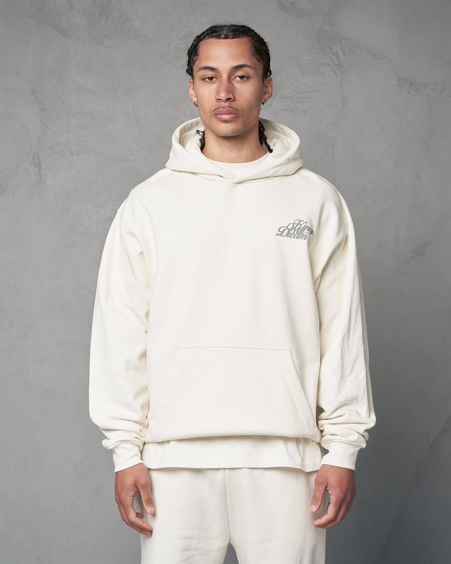 Mens Studio Scripted Hoodie Off White