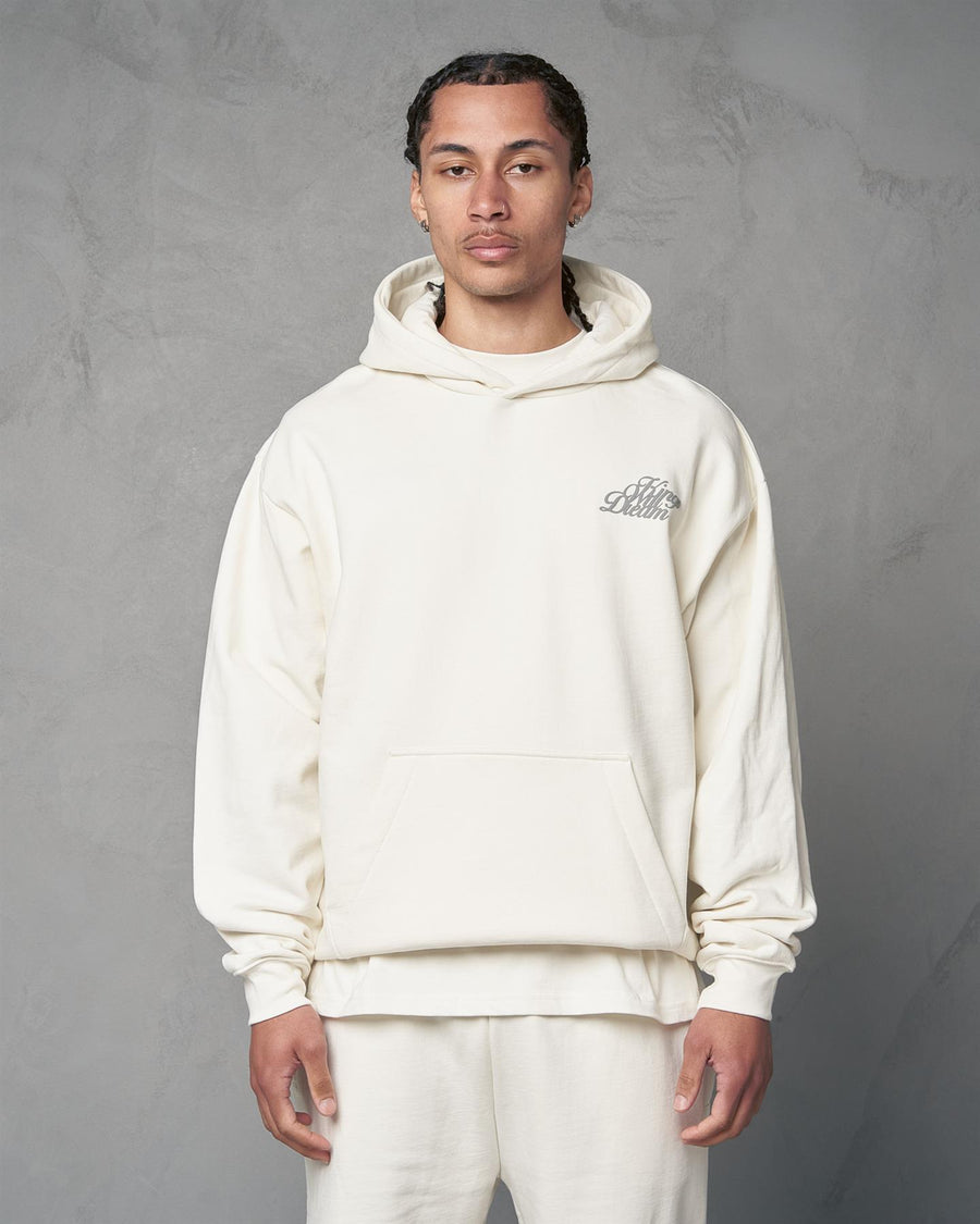 Mens Studio Scripted Hoodie Off White
