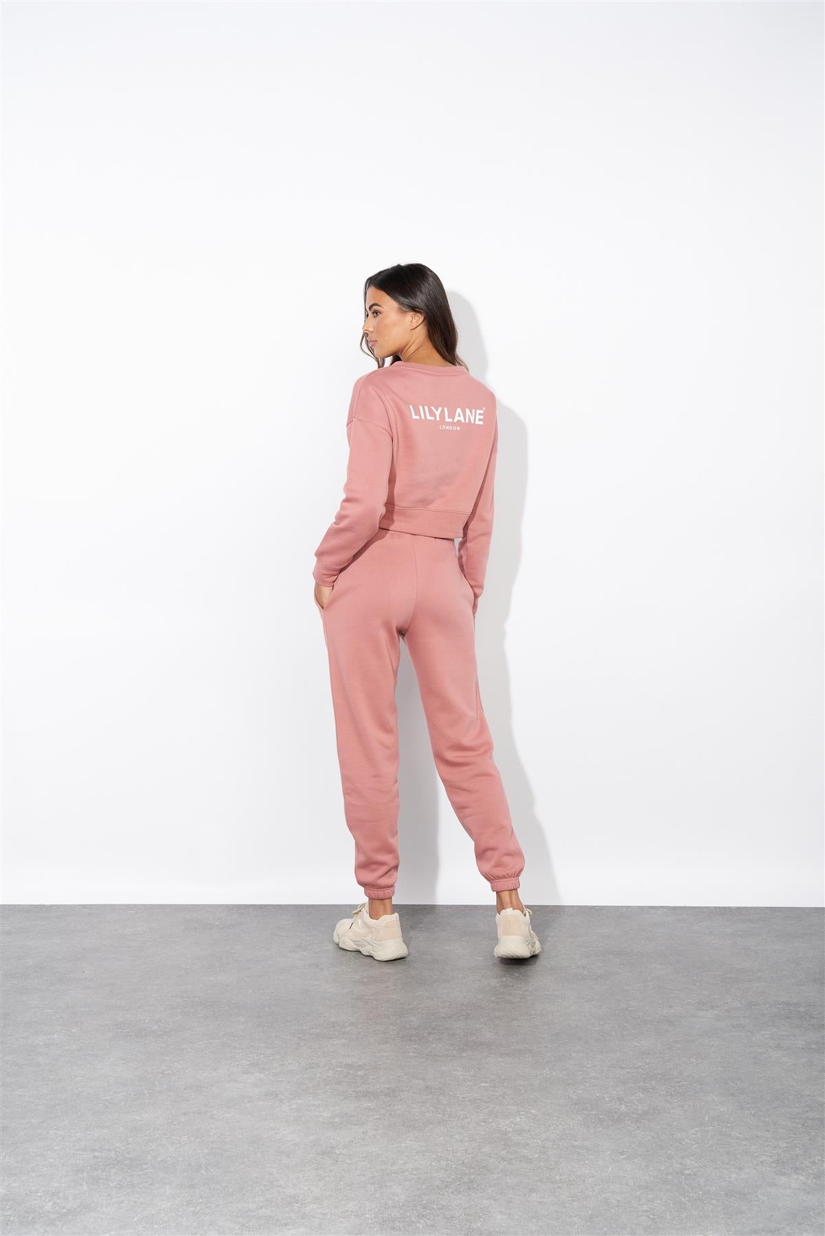 Ladies Lily Lane Josephina Crop Sweat Pink