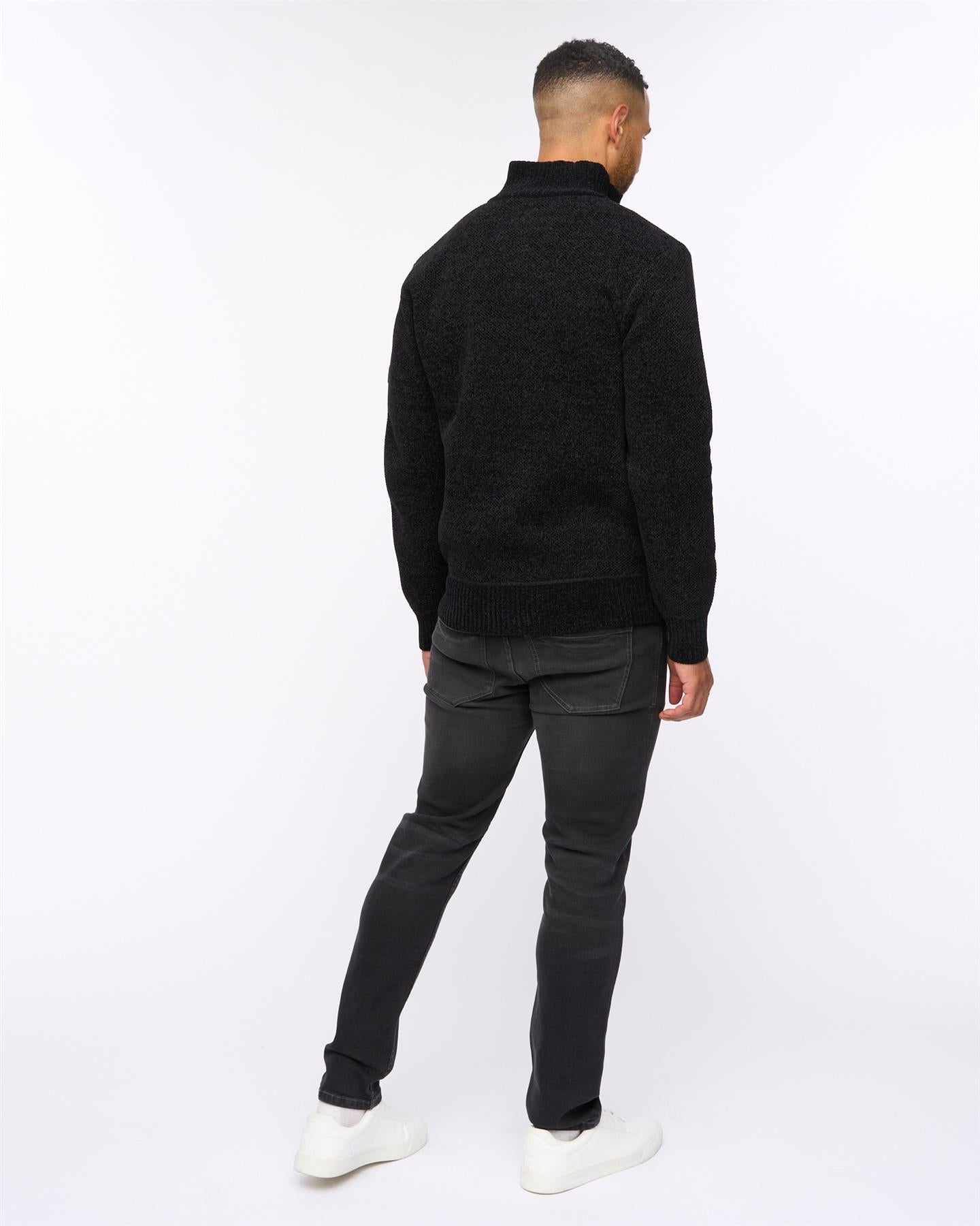 Harewood Chenille 1/4 Zip Jumper Black