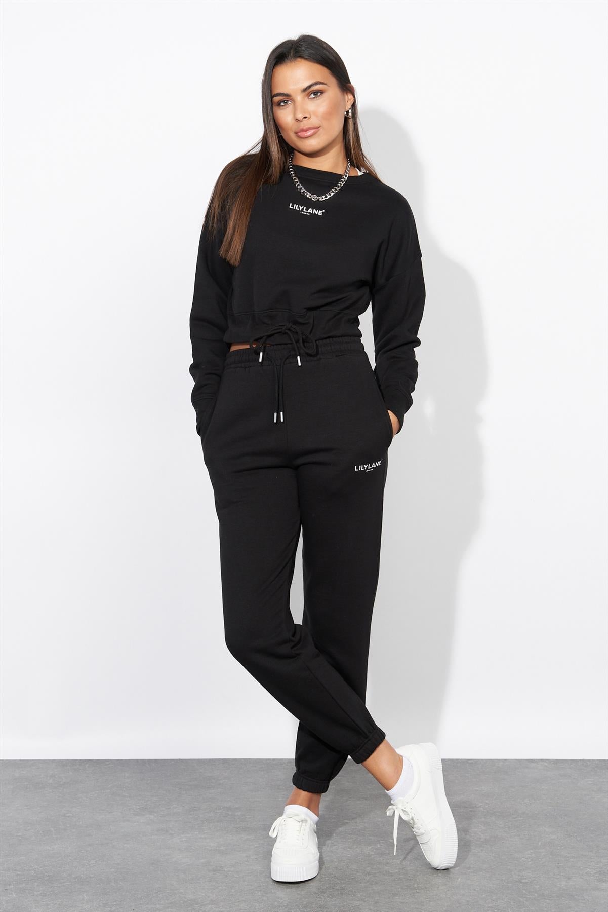 Ladies Lily Lane Josephina Crop Sweat Black