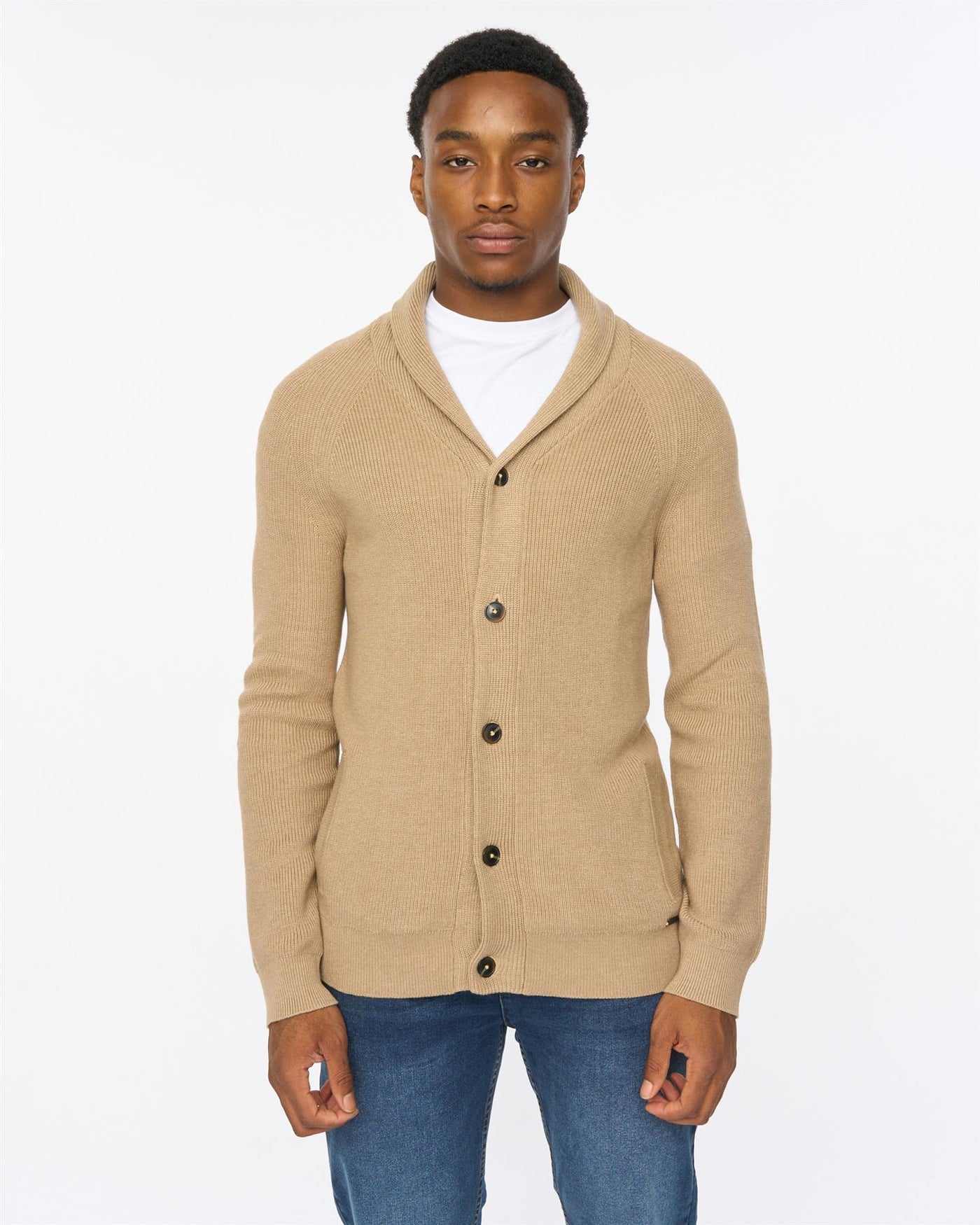 Mens Venosa Shawl Cardigan Stone