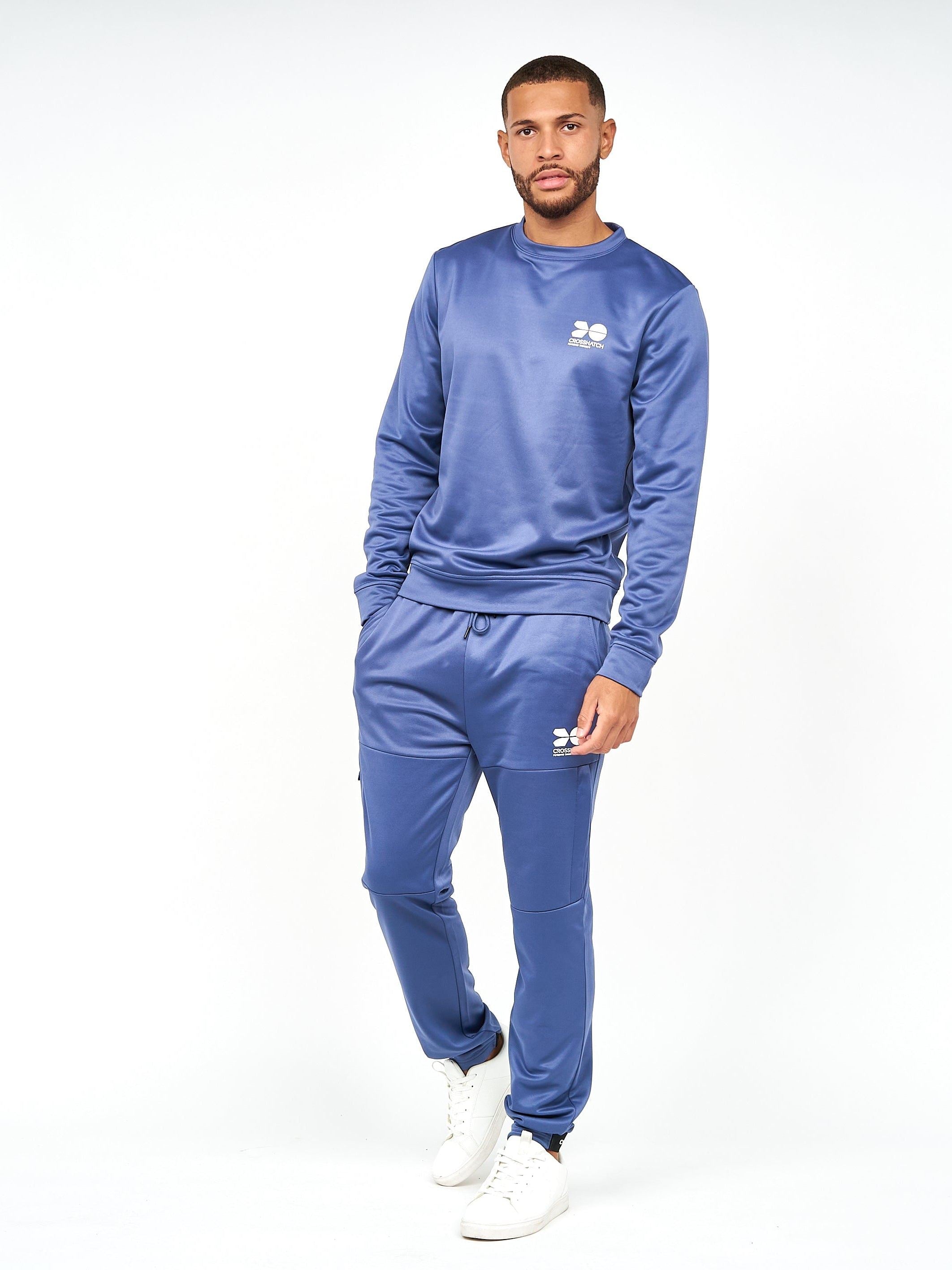 Mens Langtons Crew Tracktop Blue Indigo