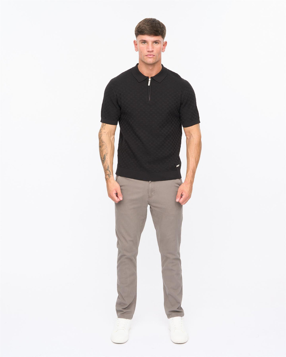 Mens Danvers Zip Knit Polo Black