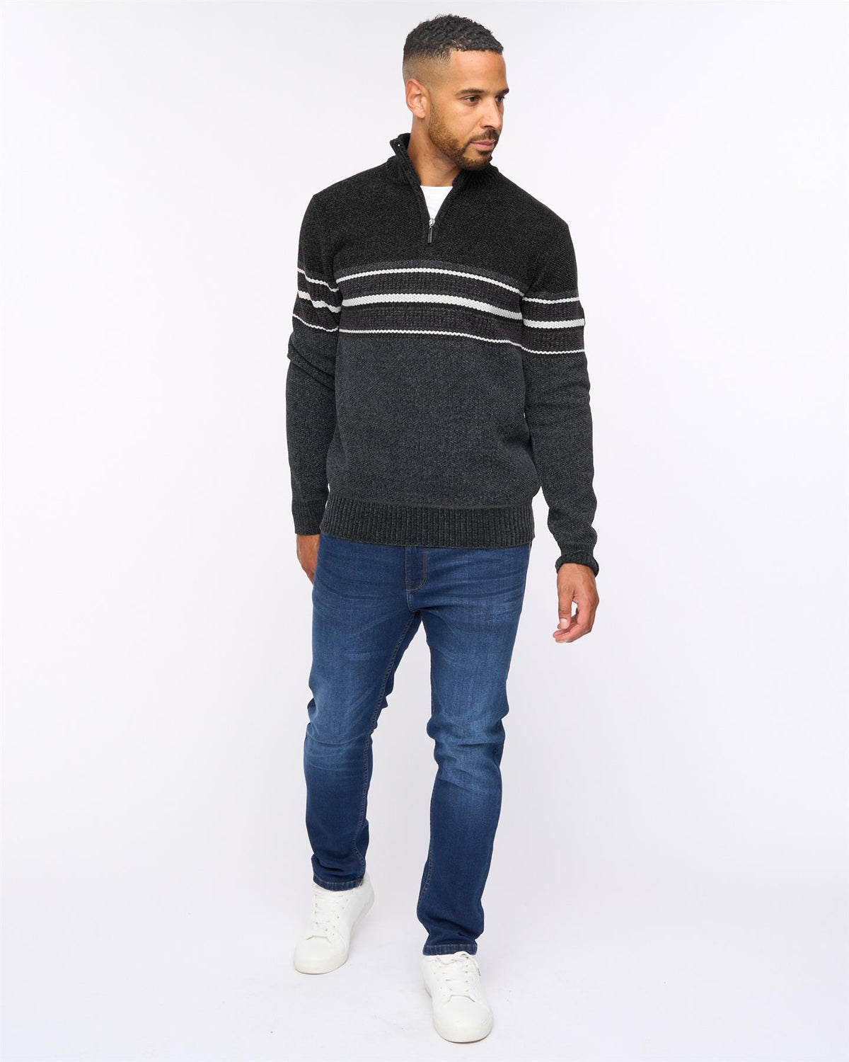 Feldstan 1/4 Zip Jumper Black/Charcoal
