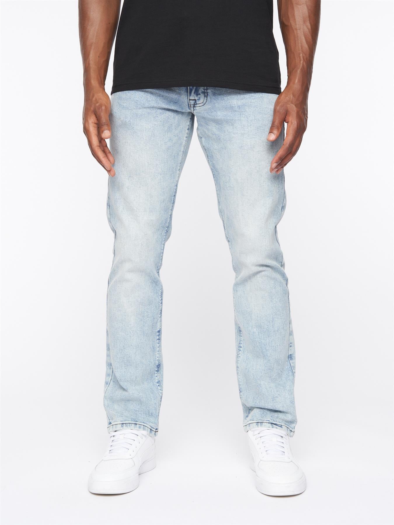 Crosshatch Mens Cadman Straight Jeans Light Wash