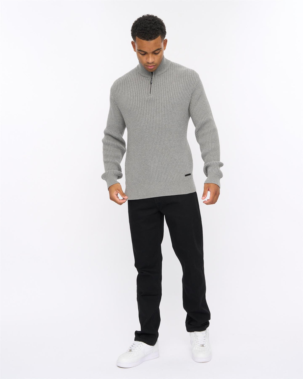 Mens Havaline 1/4 Zip Knit Grey Marl