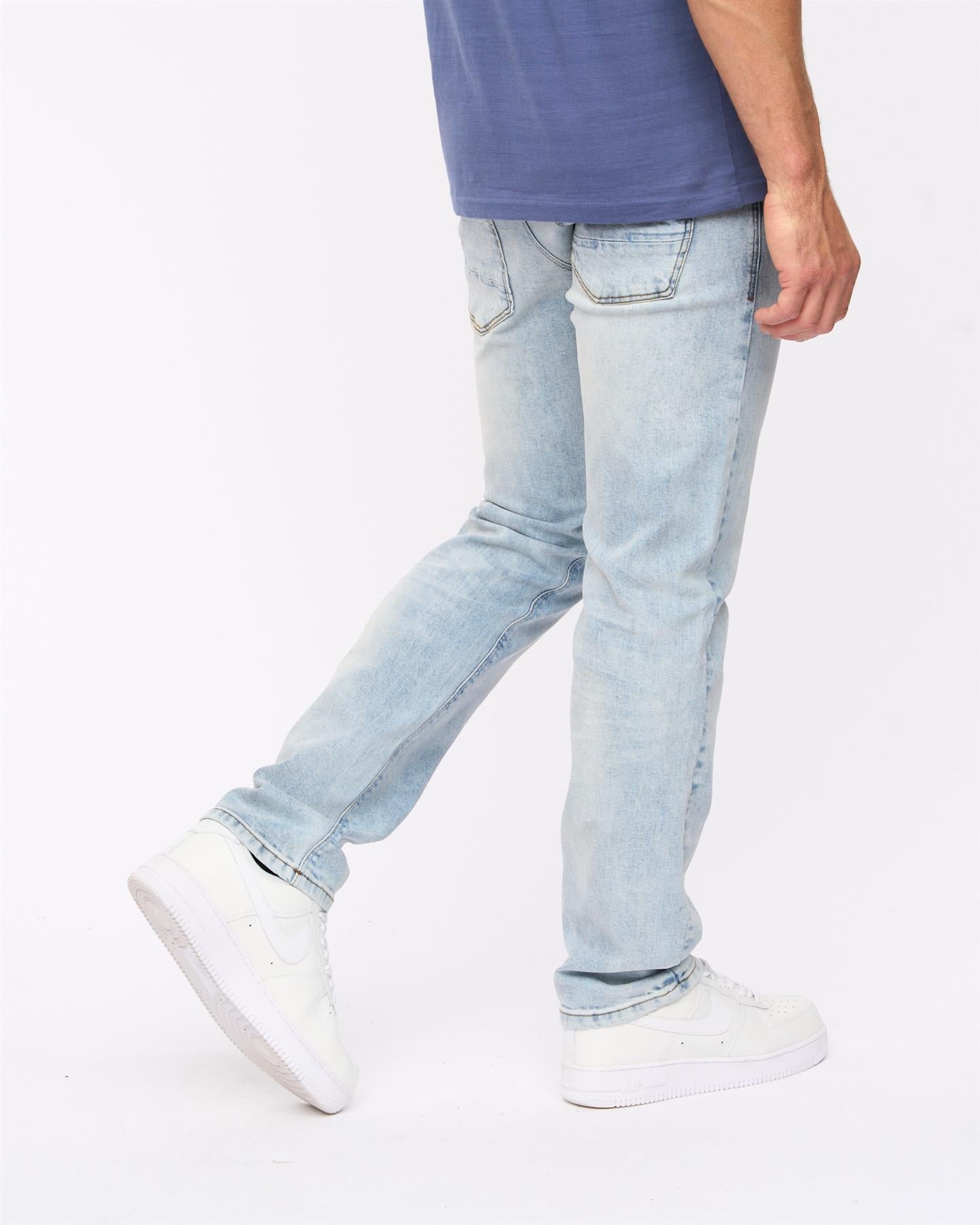 Crosshatch Mens Cadman Straight Jeans Light Wash