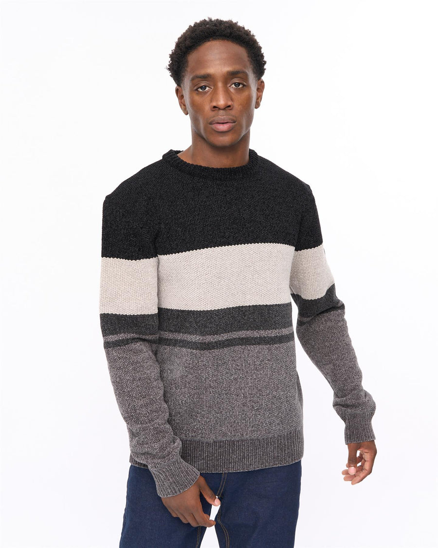 Rikmen Crew Neck Jumper Mid Grey/Black