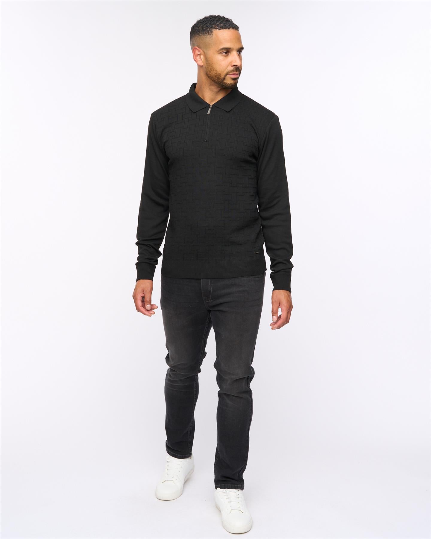 Aldrich 1/2 Zip Knit Polo Black