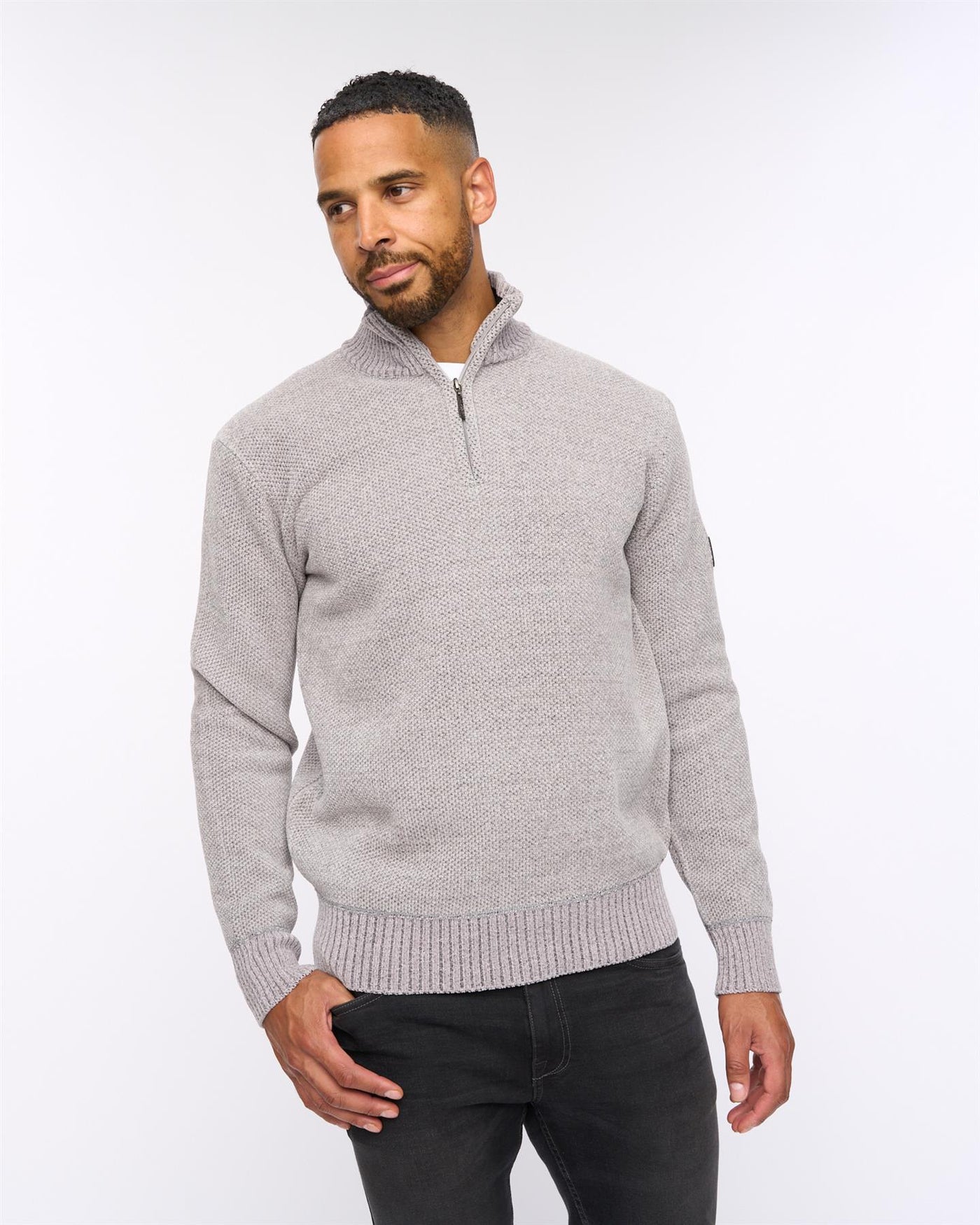 Harewood Chenille 1/4 Zip Jumper Light Grey