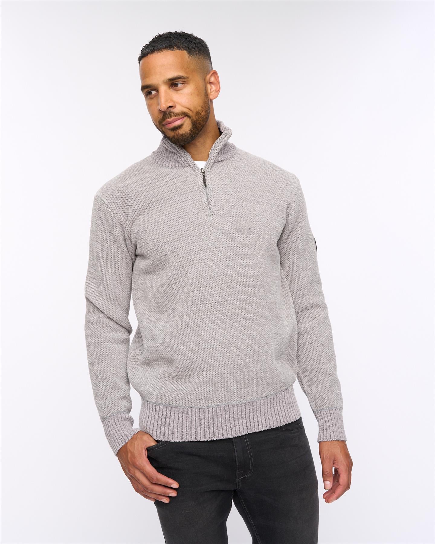 Harewood Chenille 1/4 Zip Jumper Light Grey