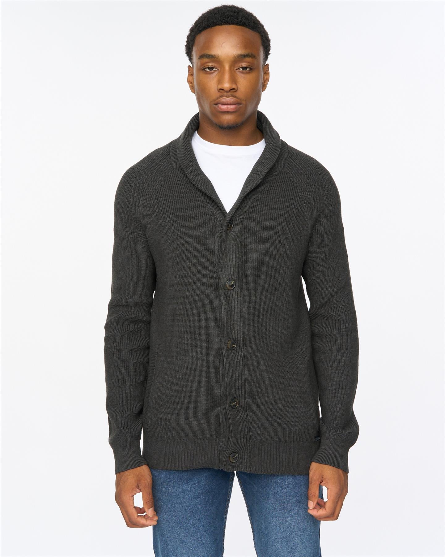 Mens Venosa Shawl Cardigan Charcoal