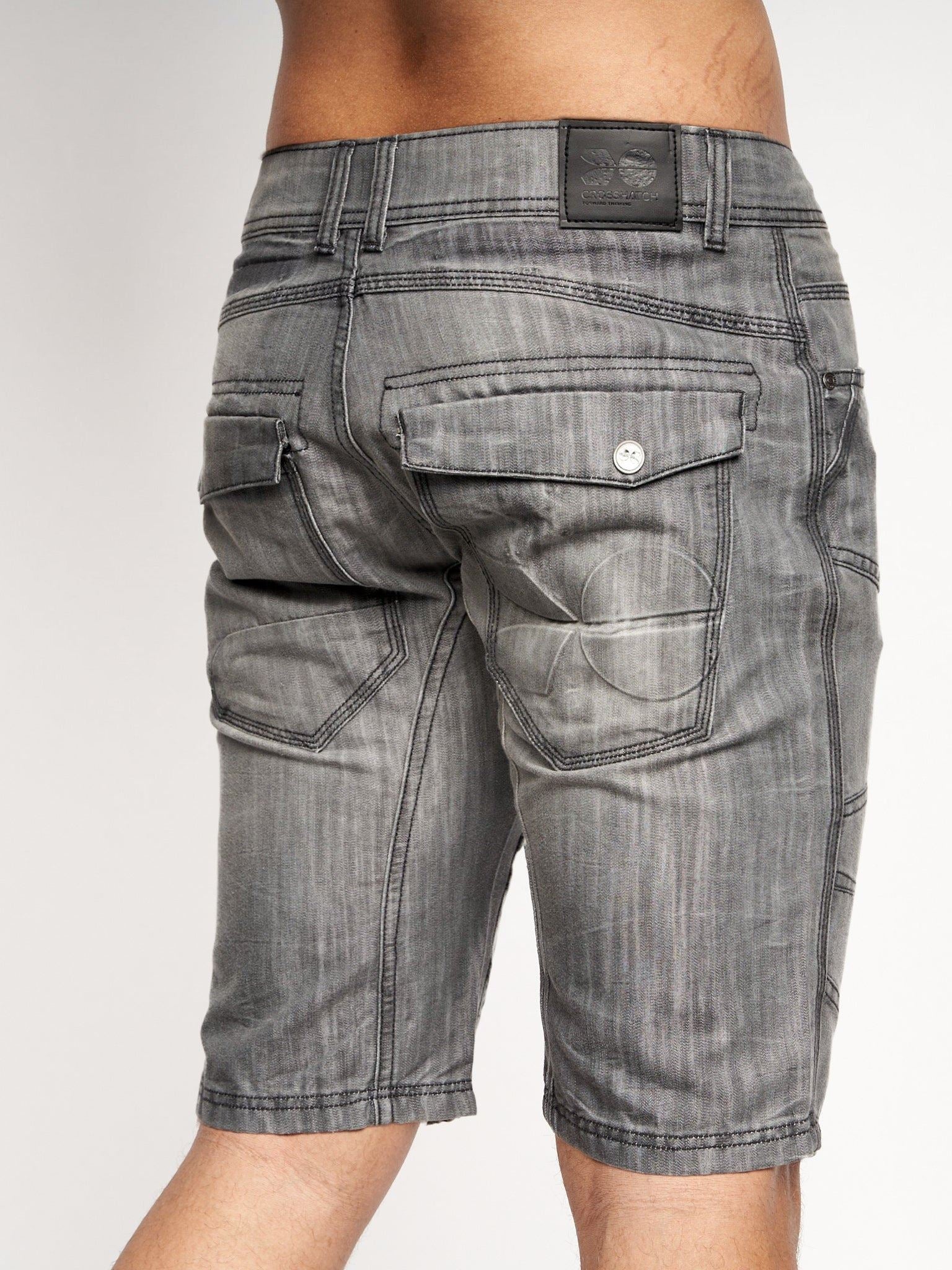 Crosshatch Mens Winston MVE Denim Shorts Dark Grey