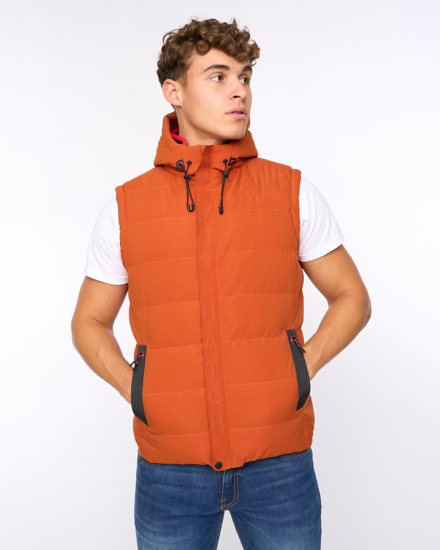 Mens Kampleys Embossed Gilet Burnt Orange
