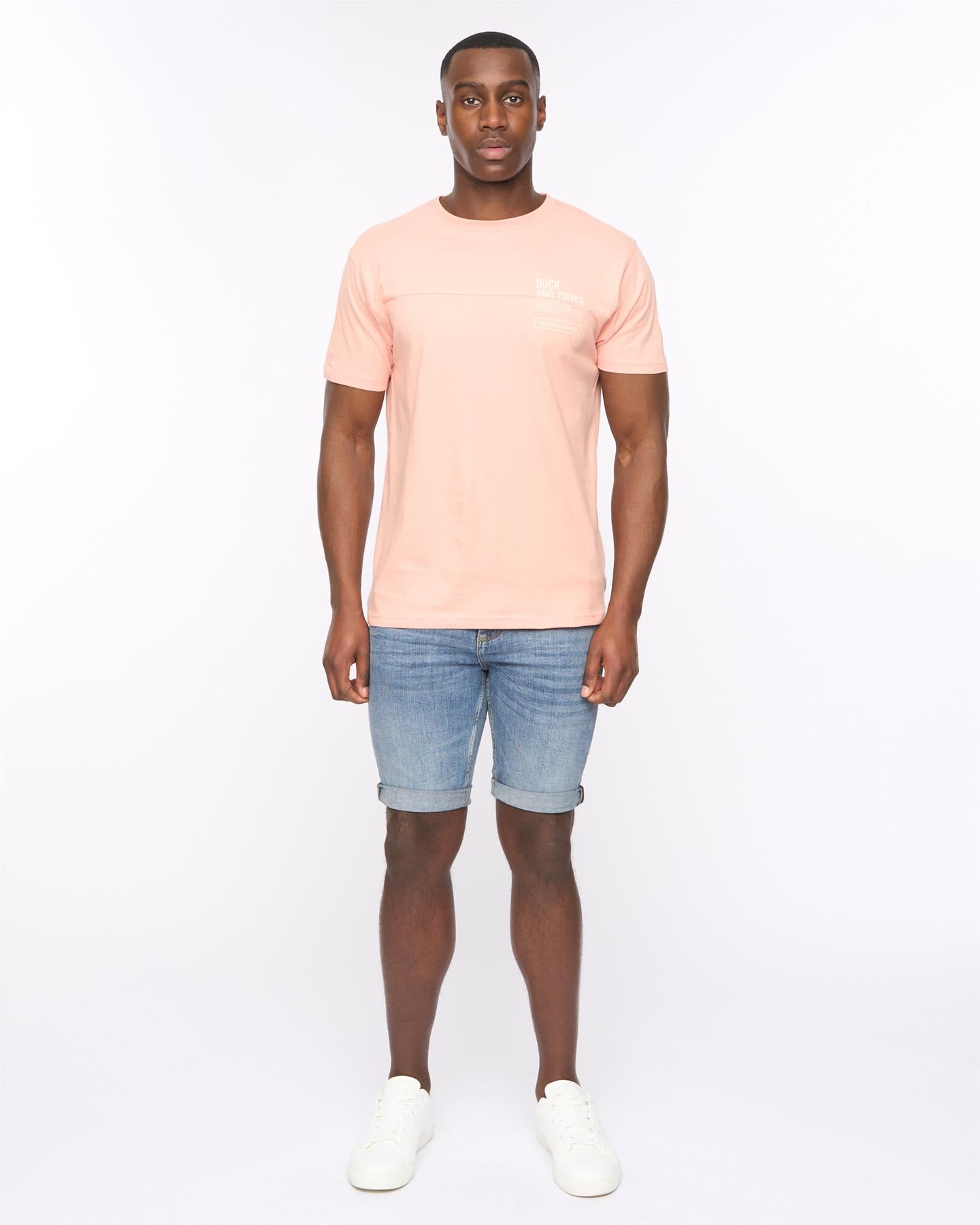 Mens Seamtext T-Shirt Coral