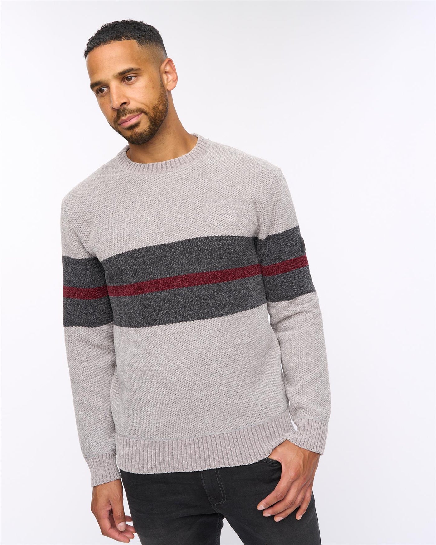 Mens Maskell Crew Knit Light Grey