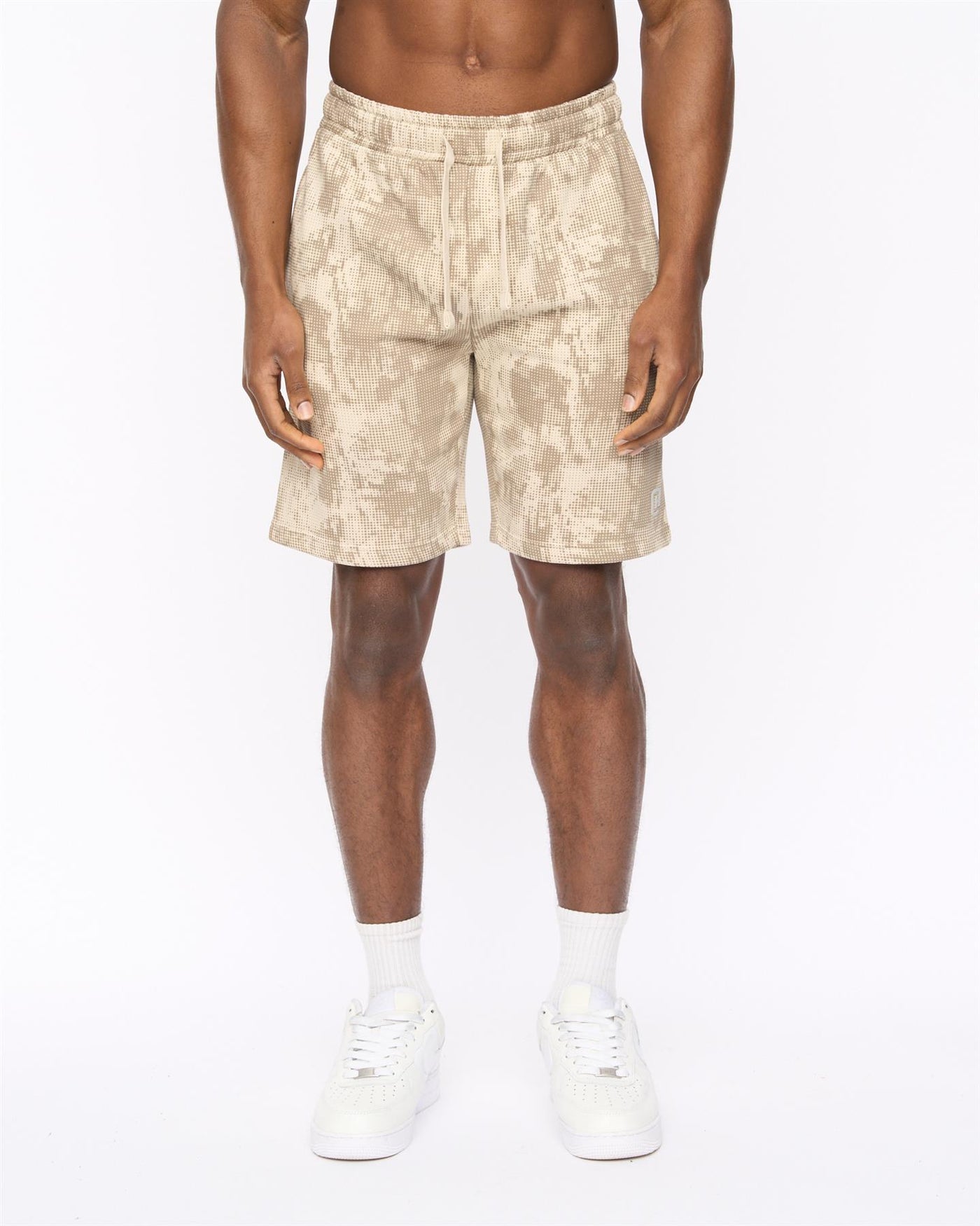 Mens Bardon Camo Jog Shorts Light Stone