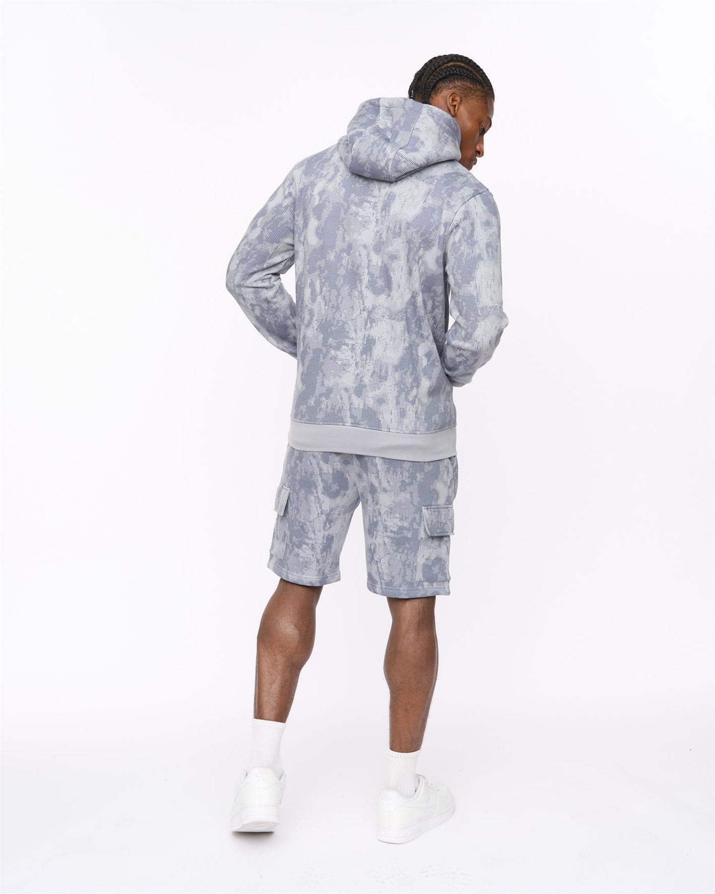 Mens Bardon Camo Hoodie Steel Blue