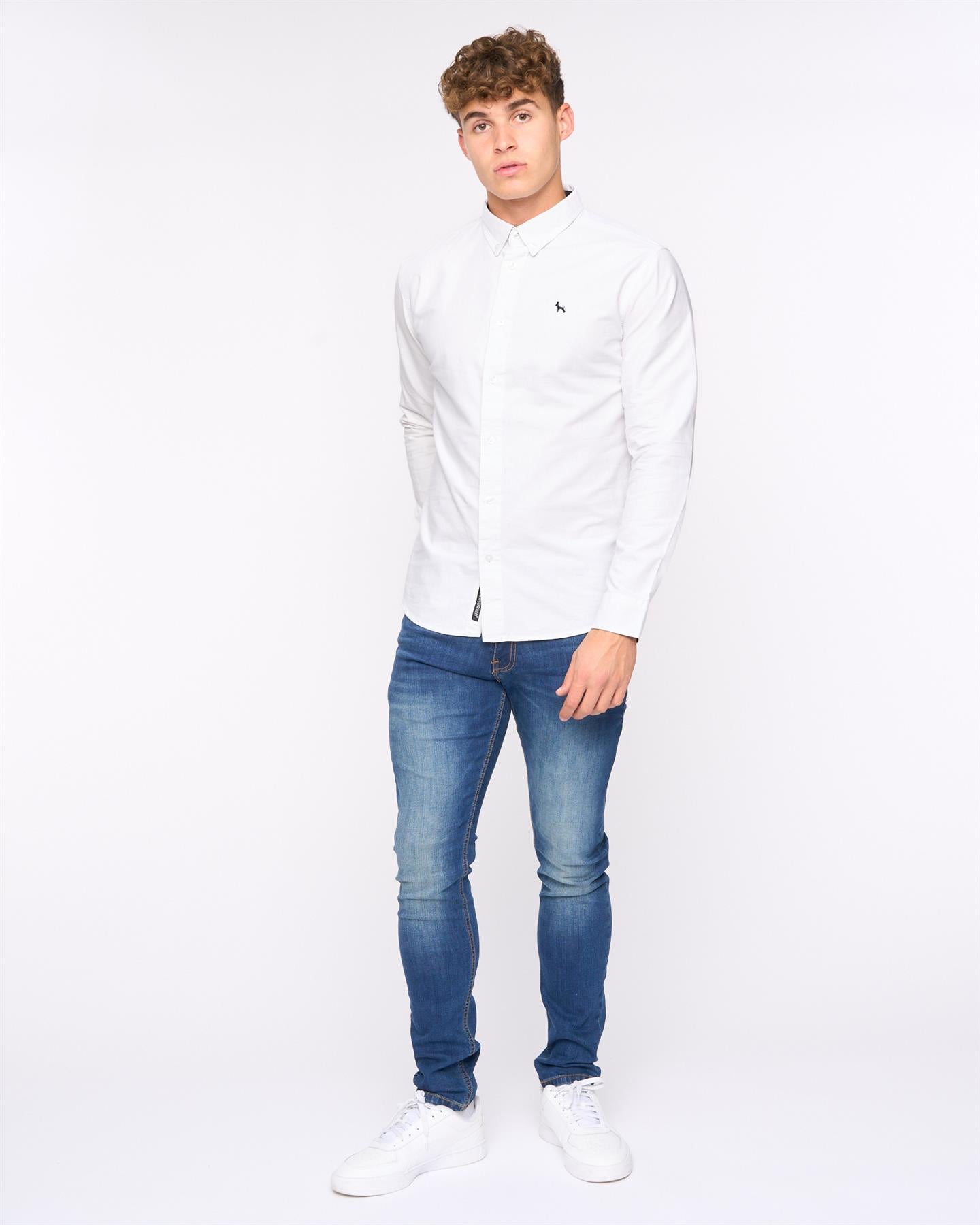 Mens Chatmen Slim Fit Oxford Shirt White