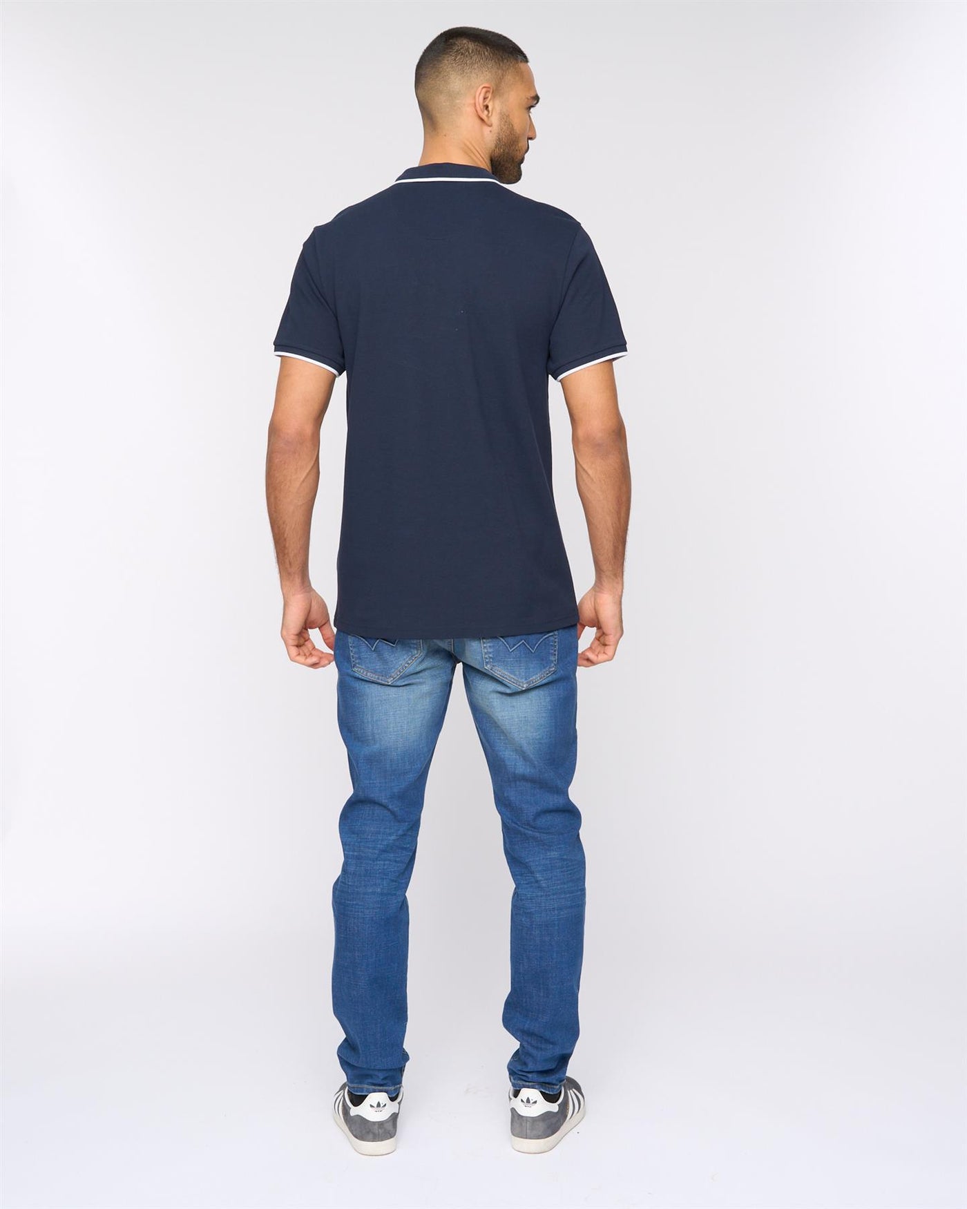Mens Oakden Zip Front Polo Navy